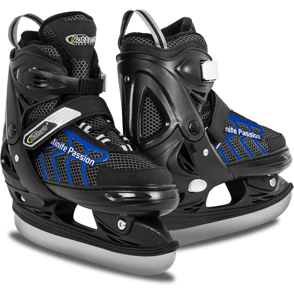Nattork Adjustable Kids Ice Hockey Skates | Warm Padded Ankle Support