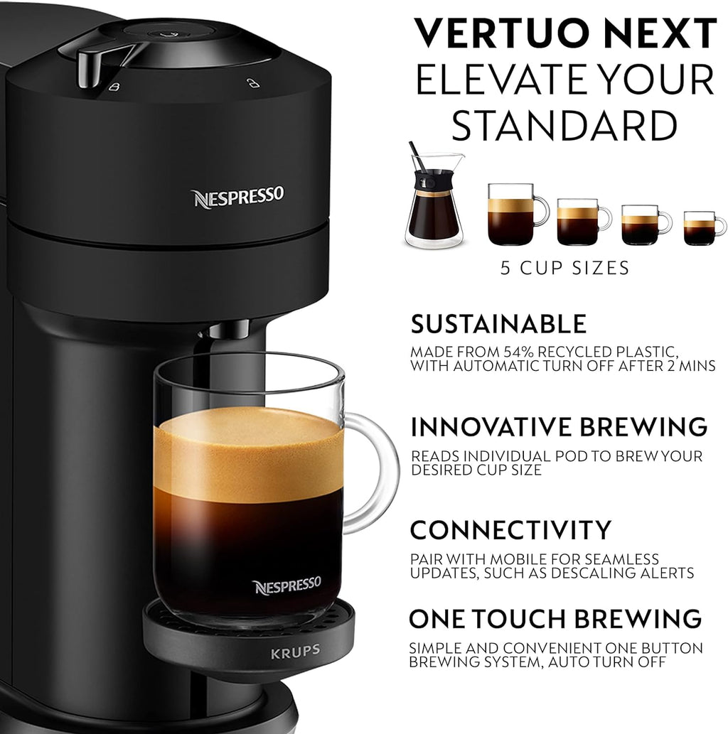 Nespresso Vertuo Next Coffee Machine | Smart Pod Maker | Matte Black