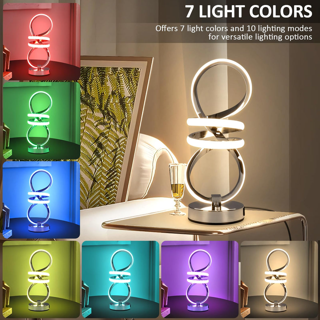 EIDISUNY RGB Bedside Table Lamp – Dimmable Touch Control with USB Ports