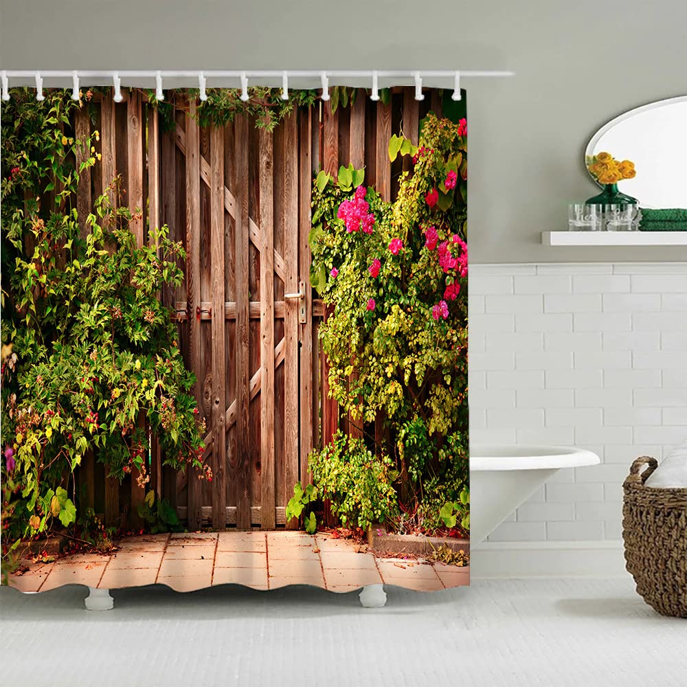JIANGLANY Garden Scenery Shower Curtain | Waterproof Polyester, 71x71"