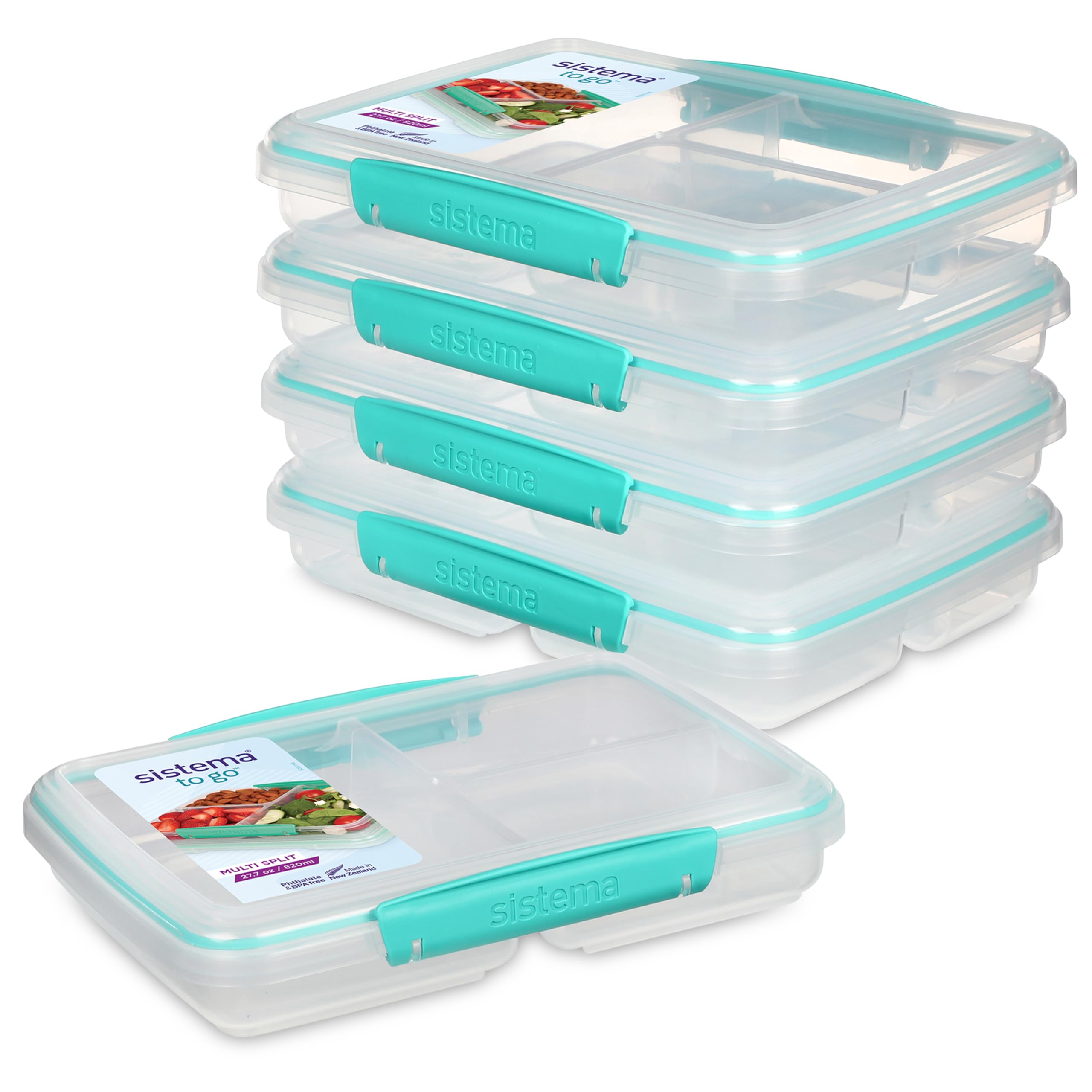 Sistema Multi Split Meal Prep Containers | 820ml BPA-Free Lunch Box | 5 Pack