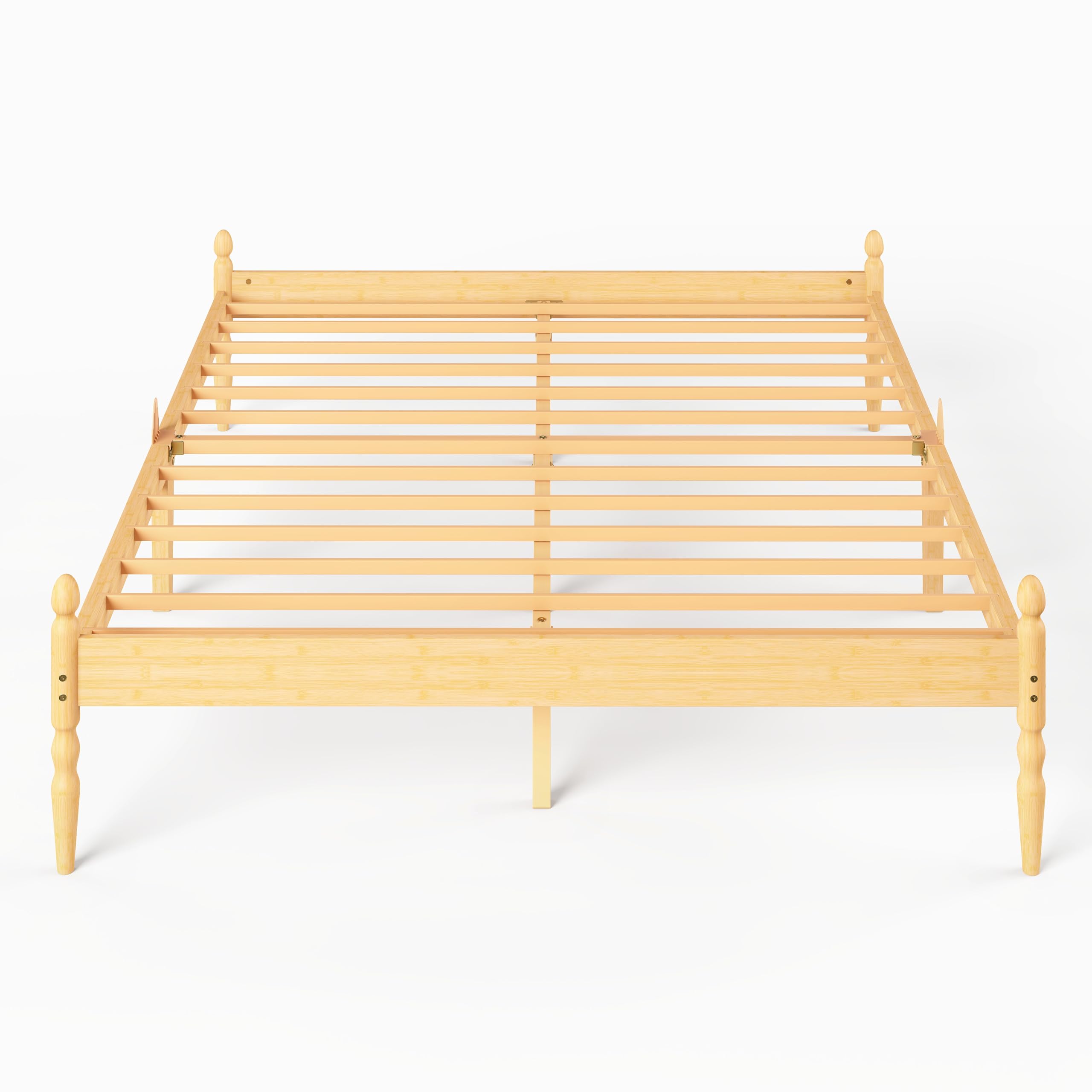 Hunlostten King Bamboo Platform Bed Frame with Metal Slats Support