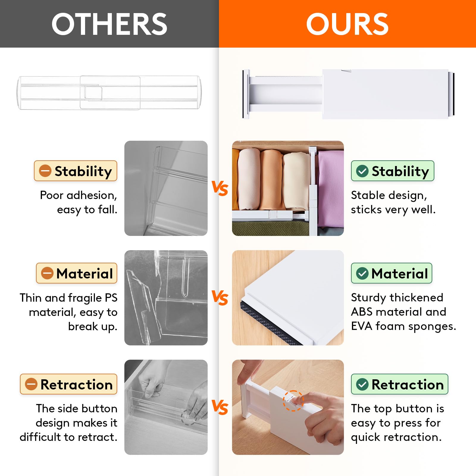 Lifewit 12 Pack Adjustable Drawer Dividers | Expandable Plastic Organizers