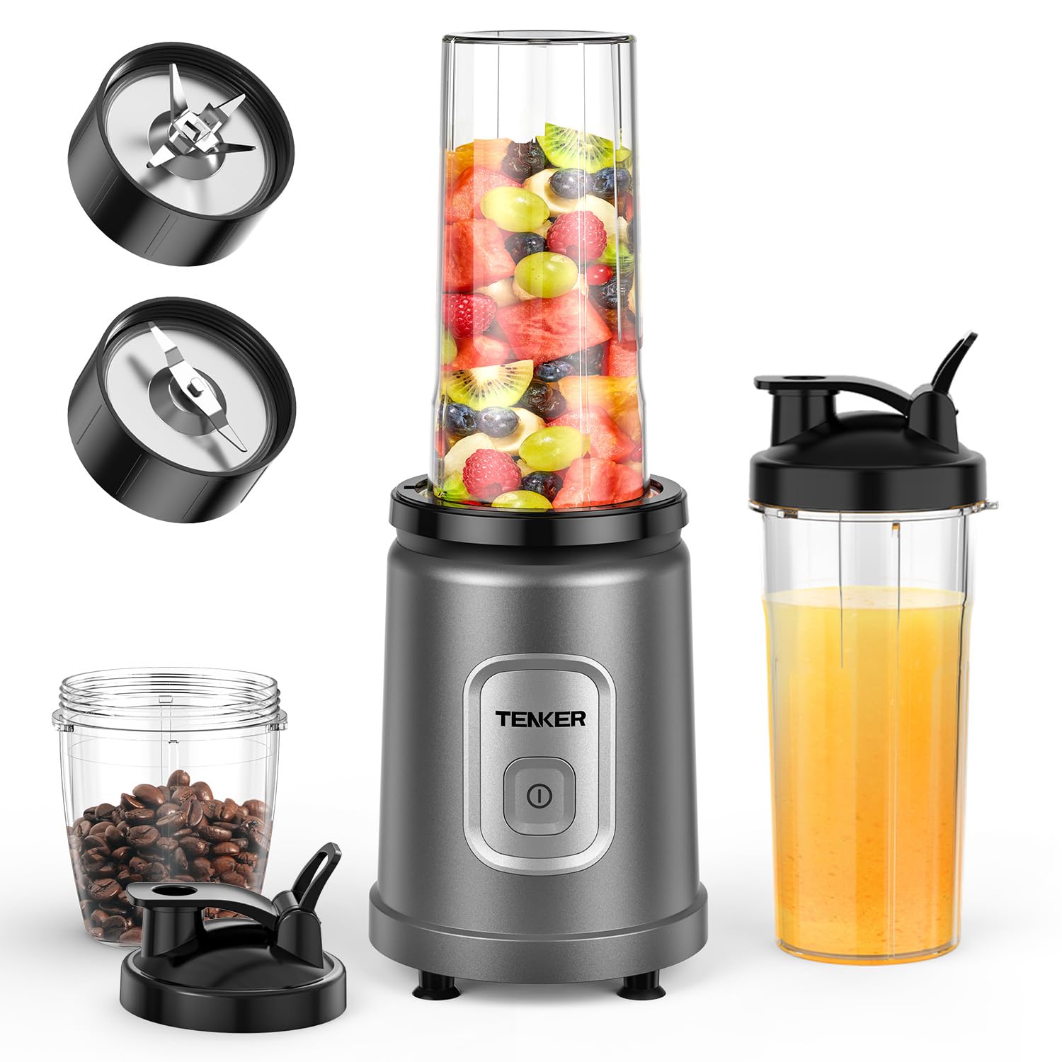 TENKER Personal Smoothie Blender | 900W High-Speed Mixer with 3 Cups