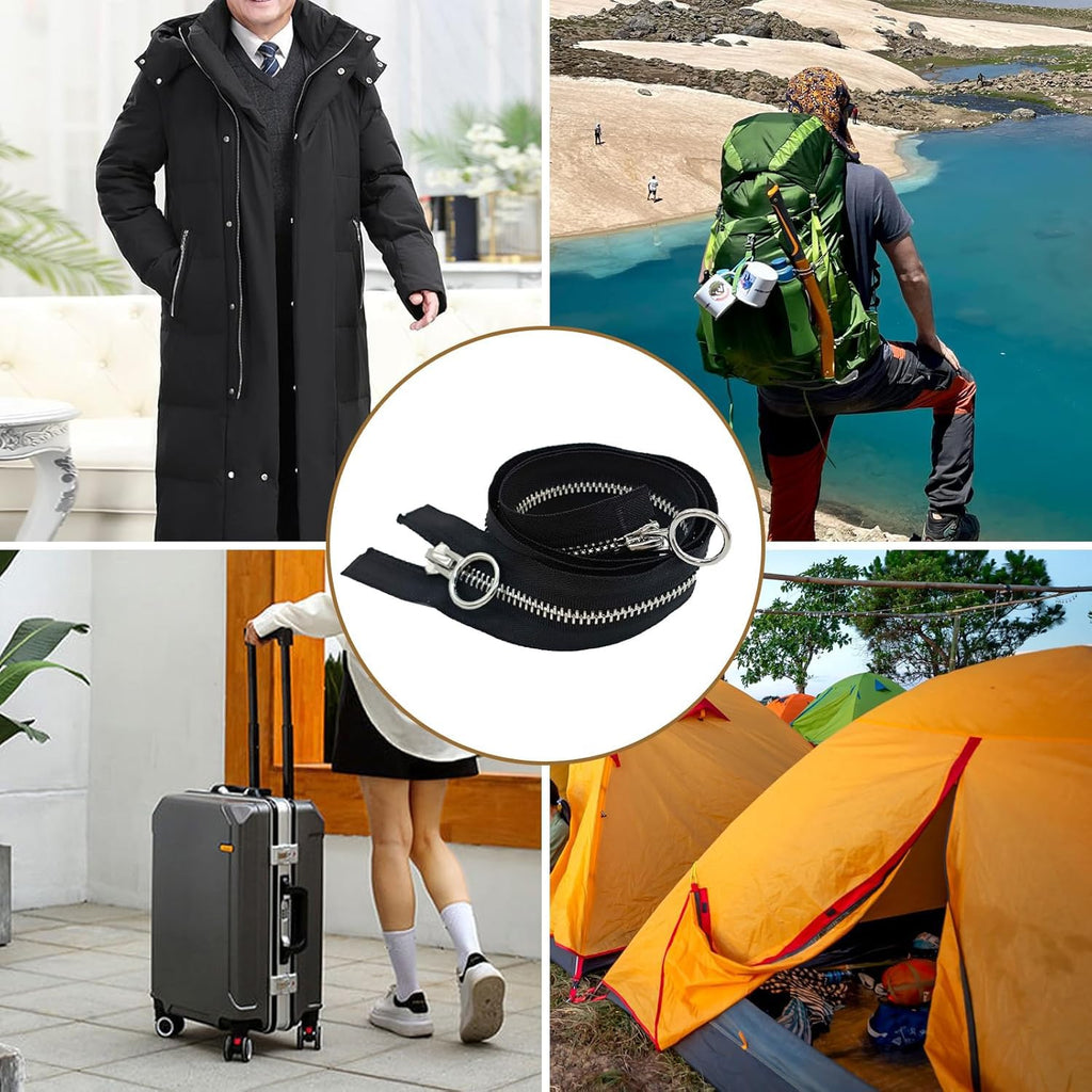 XCSJ #5 Zip 70 cm, Metal Zip 2-Way Separable Sewing for Jackets, Coats, Down Jacket, Suitcase, Tent, Bag, DIY Sewing Craft Black, 70 cm