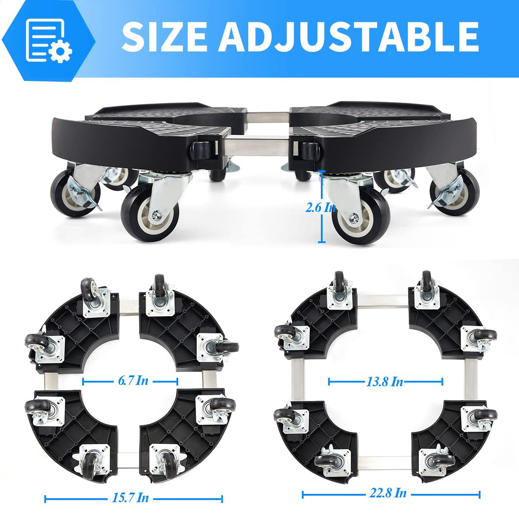 2-Pack Heavy Duty Plant Caddy | Adjustable 15-21" Rolling Stand