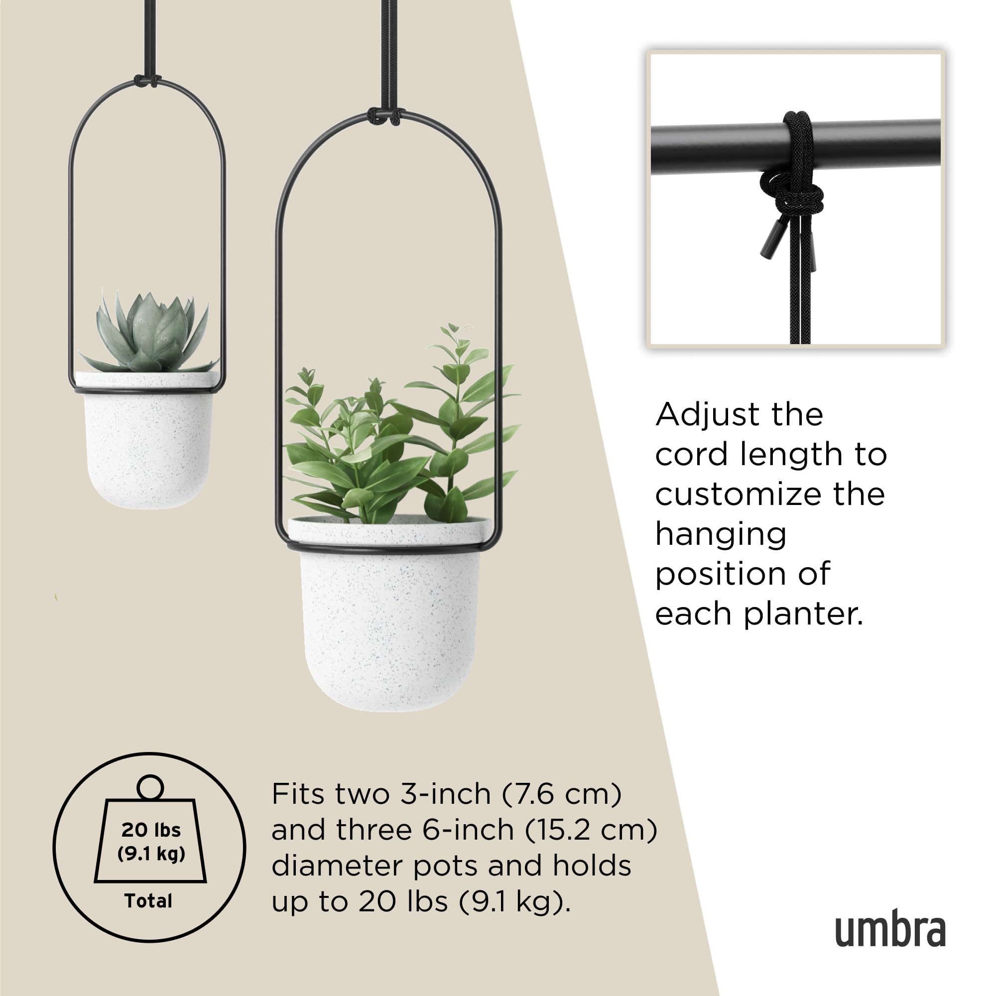 Umbra Triflora Hanging Window Planter – 5 Pots for Herbs & Succulents