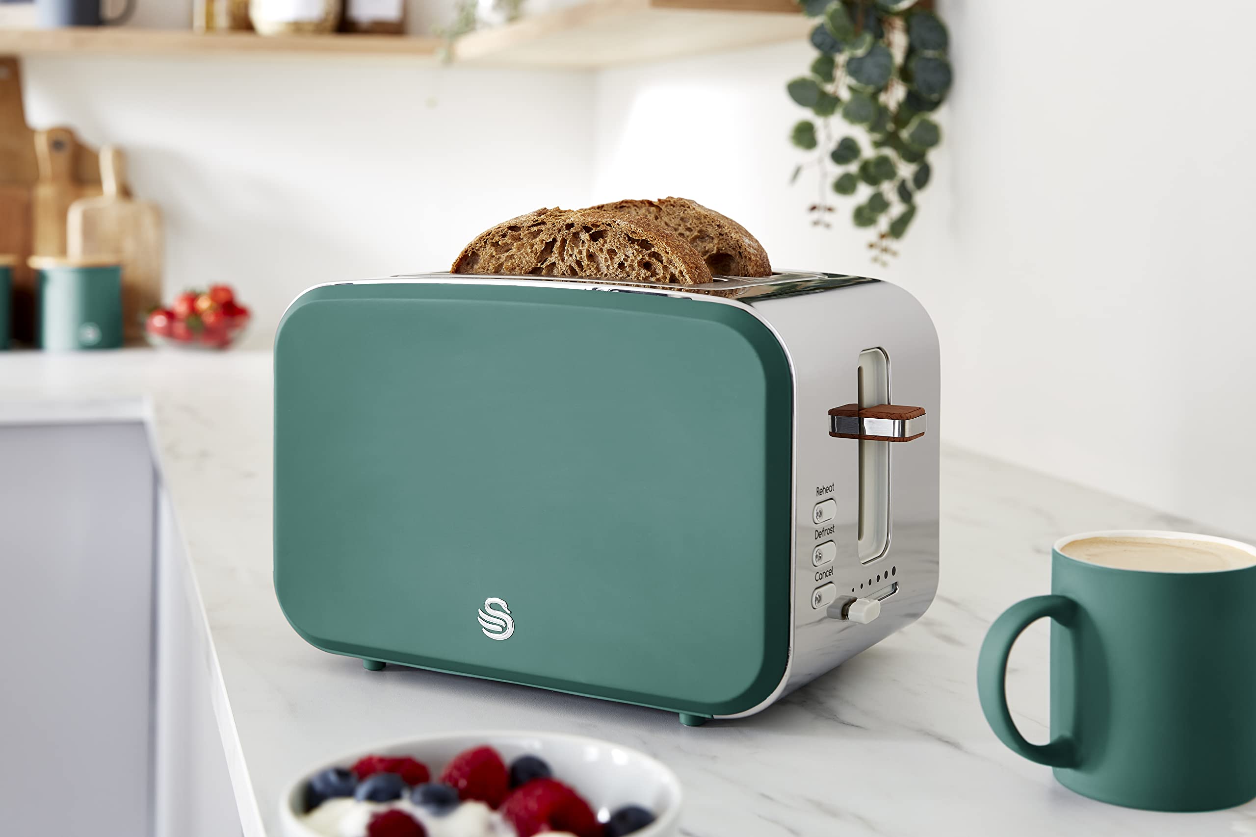 Swan Nordic 2-Slice Toaster – 900W with 6 Browning Levels, Green