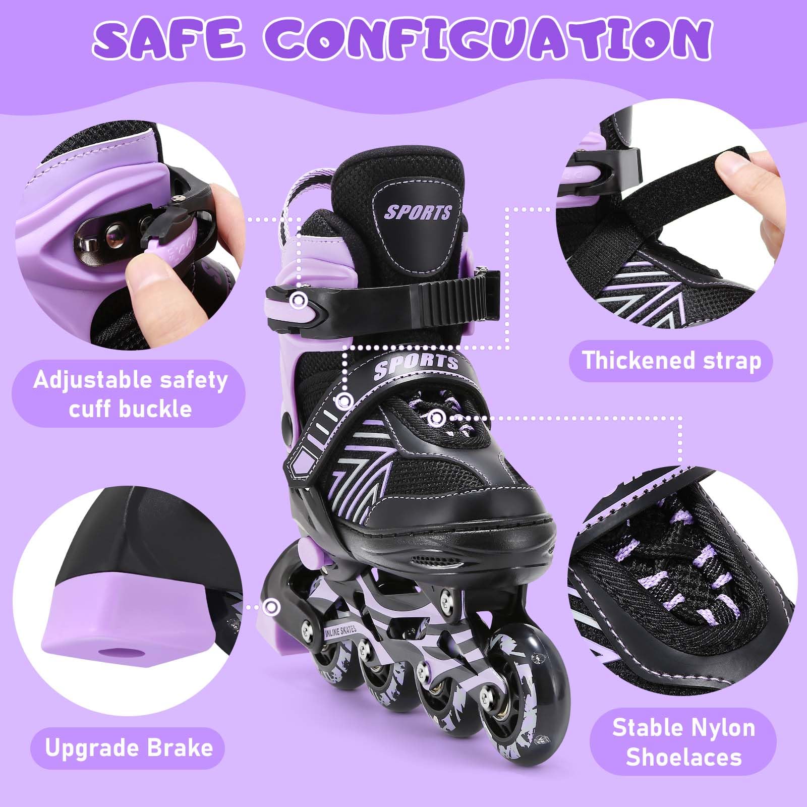 Jolof Store Kids Inline Skates | Adjustable Roller Skates with Light Up Wheels