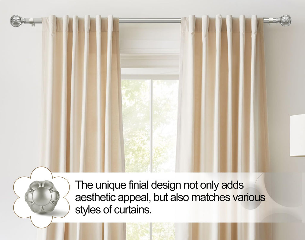 KAMANINA Antique Silver Curtain Pole | 80-304cm Extendable Rod