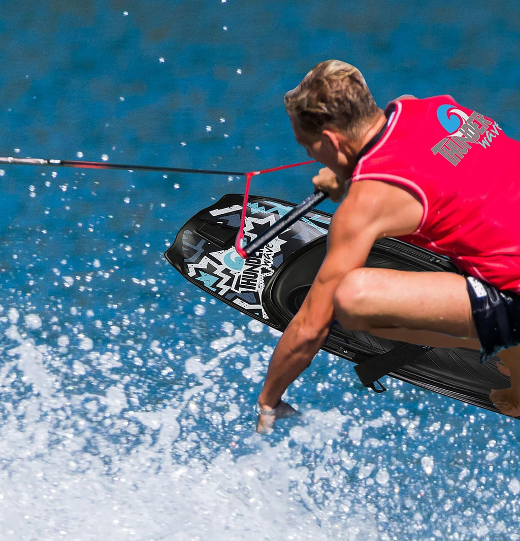 SereneLife Water Sport Kneeboard with Hook and Strap – Black/Blue