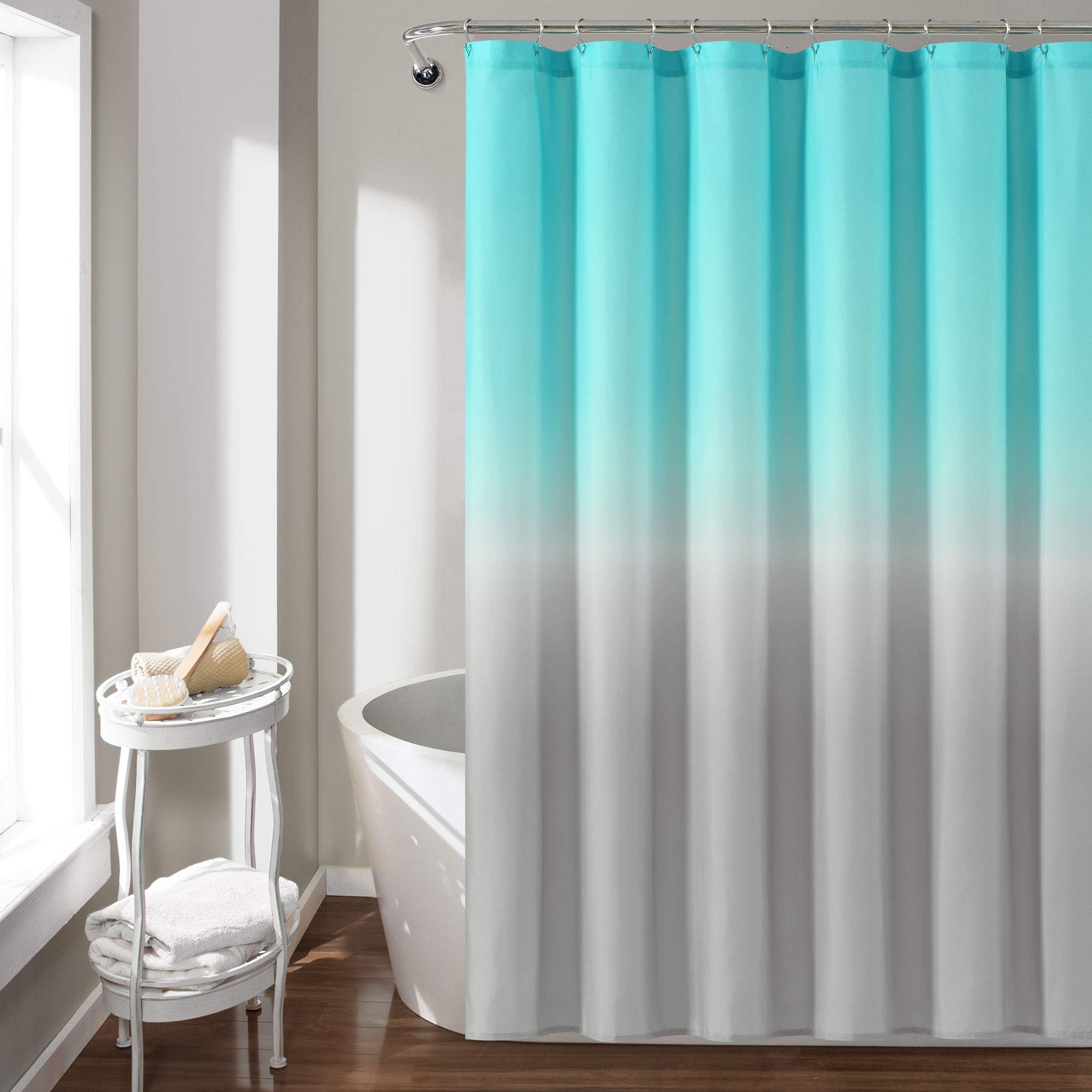 Lush Decor Umbre Fiesta Shower Curtain - Aqua and Gray - 72" x 72"