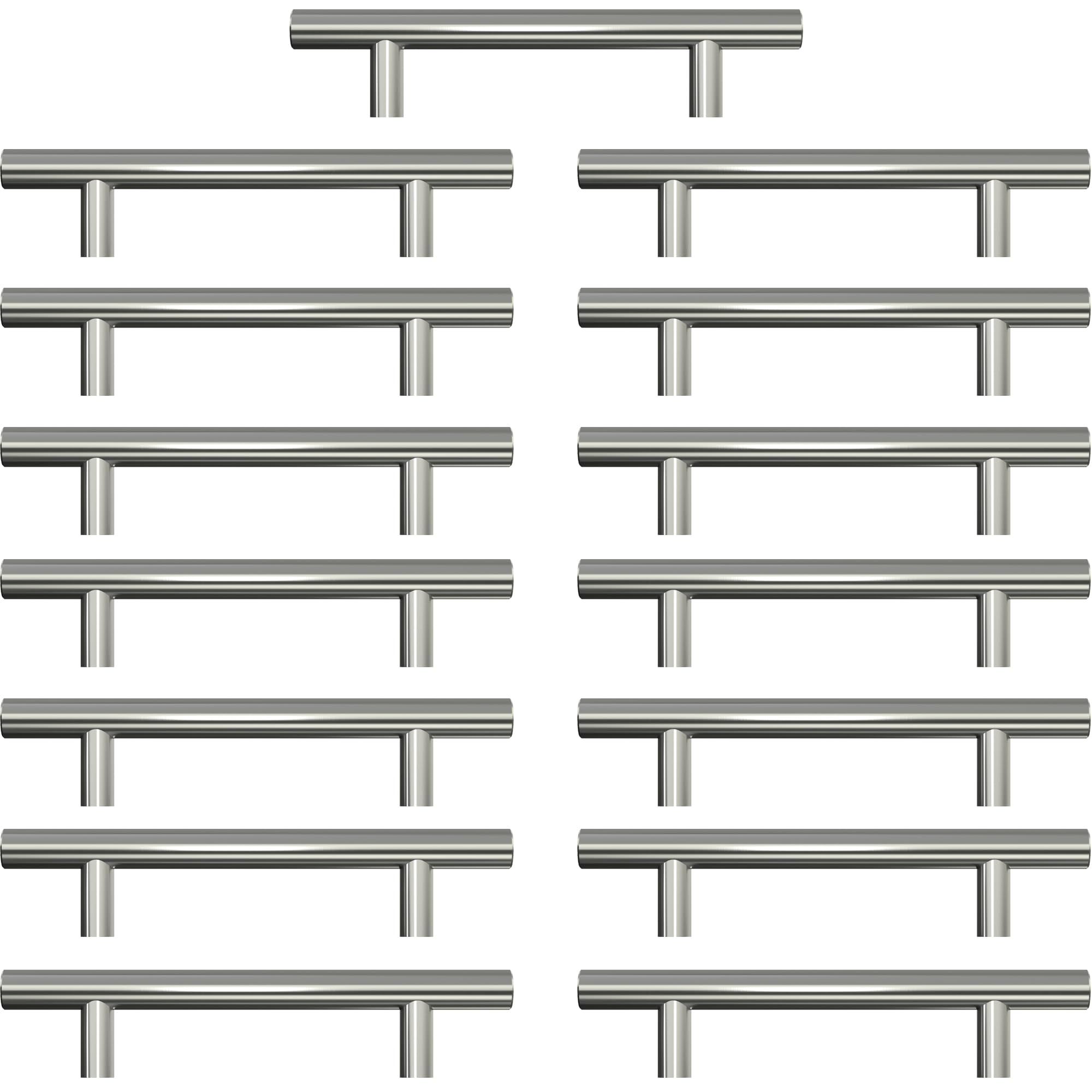 AwmnSrman Brushed Stainless Steel Kitchen Cupboard Handles - 15 Pack