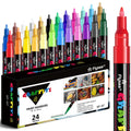 Alitastro 24 Acrylic Paint Pens – 0.7mm Extra Fine Tip Markers for Rock Art