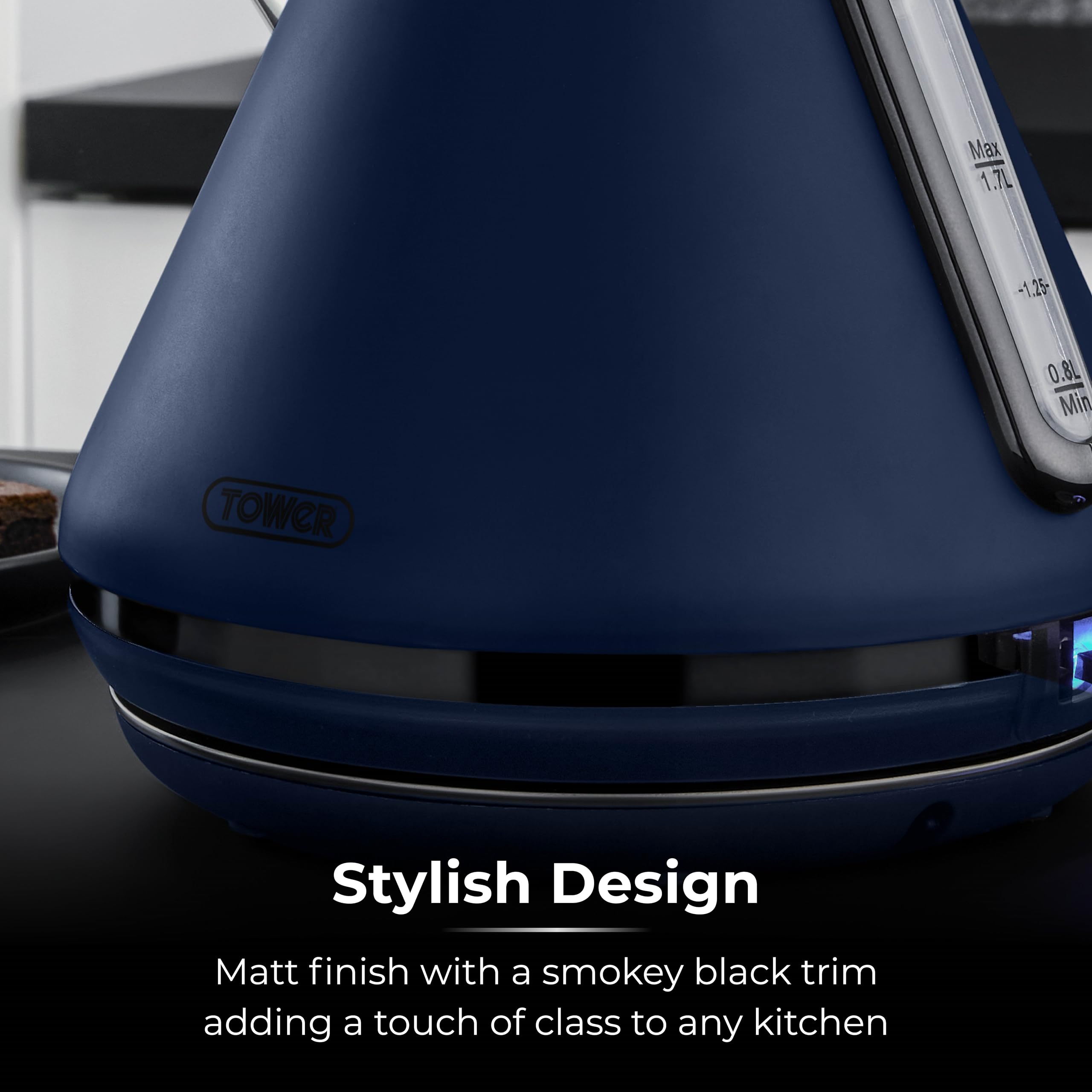 Tower Sera Pyramid Kettle | 1.7L Rapid Boil 3KW | Midnight Blue