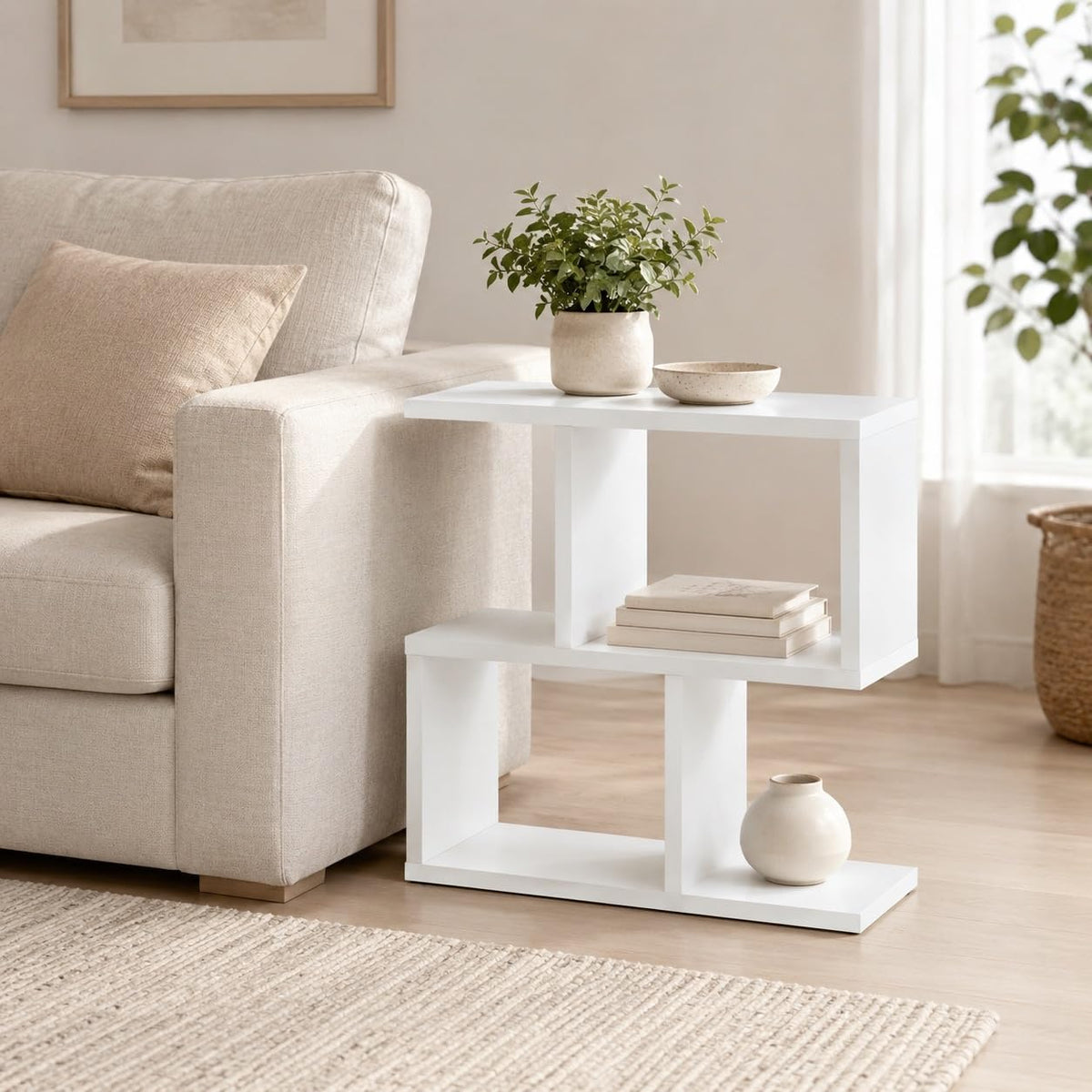 Narrow Side Table Eden 60, Slim Bedside Table, 2 Tier Sofa End Table with Storage Shelf, Small Accent Table, Plant Stand for Living Room, Bedroom - image 2