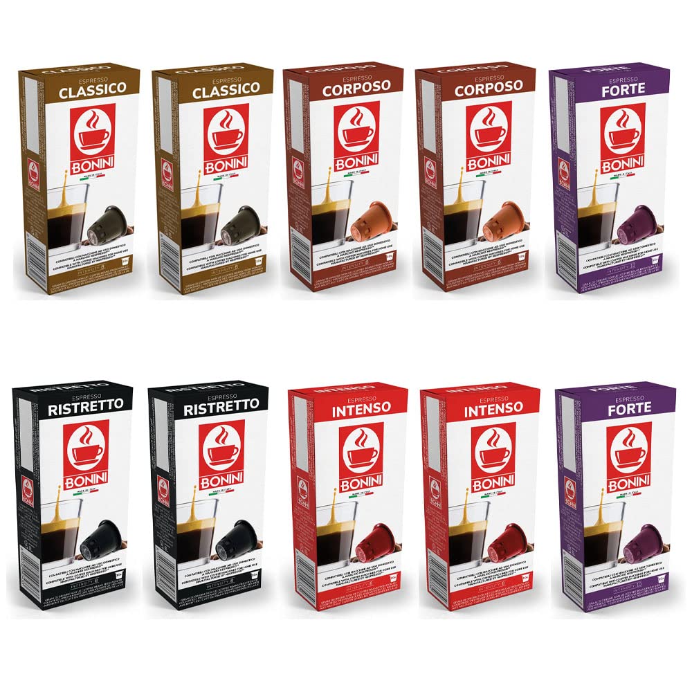 Bonini Nespresso Compatible Coffee Pods – Intense Variety, 100 Pack
