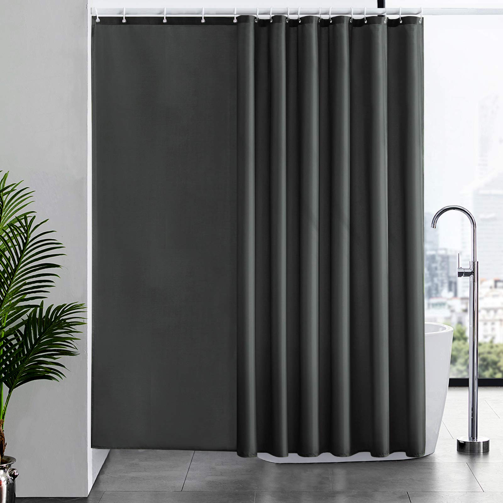Furlinic Extra Wide Waterproof Shower Curtain | Dark Grey Polyester