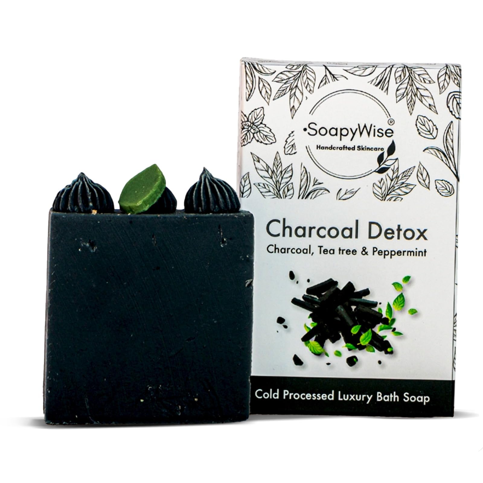 SoapyWise Activated Charcoal Soap Bar – Organic Detox for Face and Body