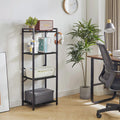 YMYNY 4-Tier Industrial Bookcase | Metal Storage Rack & Plant Stand, Black
