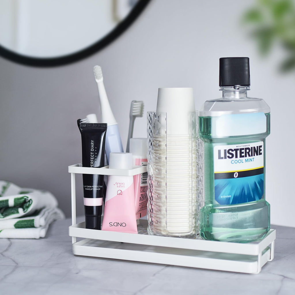 MYITYARD Toothbrush Holder for Bathroom, Metal Countertop Electric Toothbrush Holder with Toothpaste Holder and Cup Storage Organizer - image 5