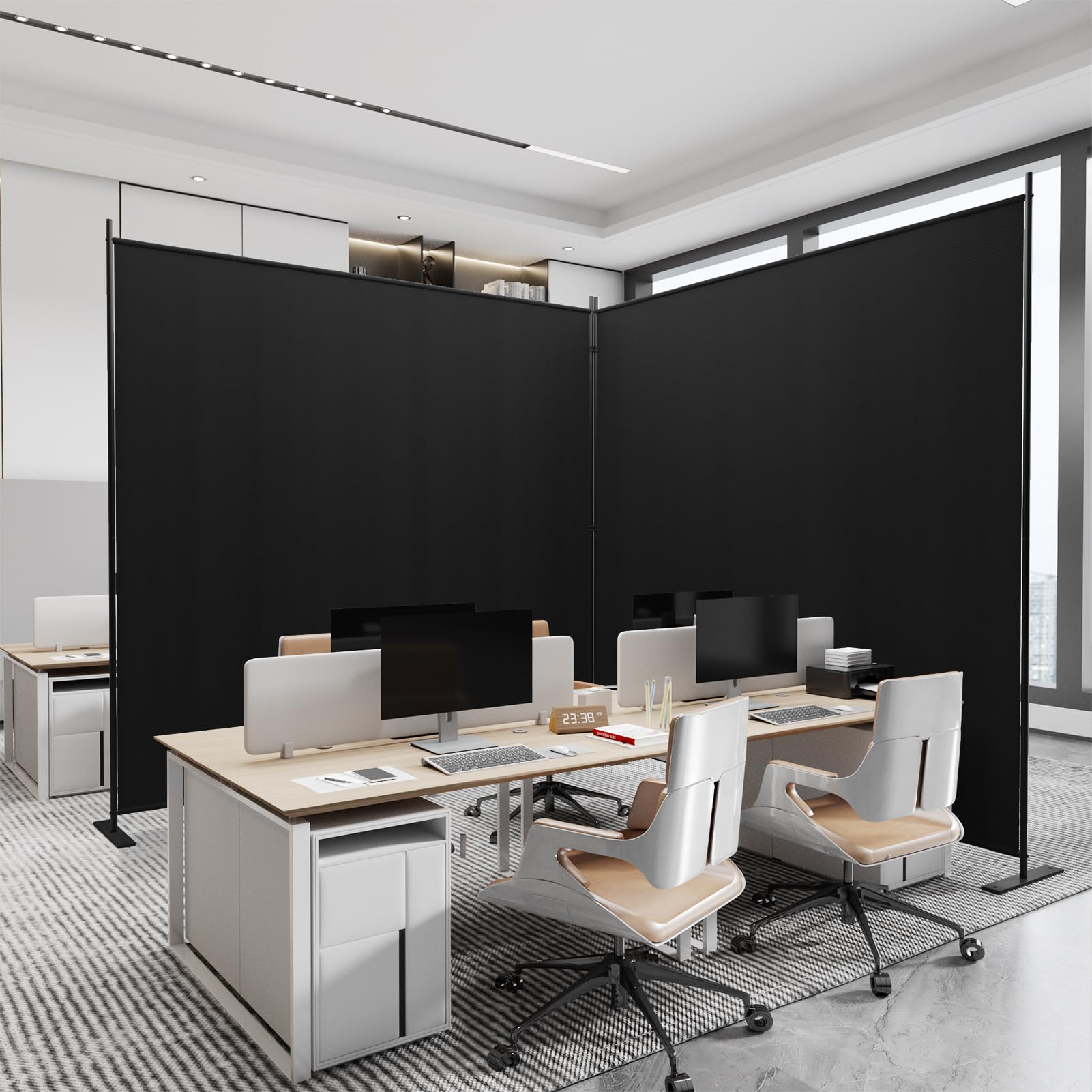 C-Hopetree 2 Panel Room Divider | 180cm Tall Folding Privacy Screen - Black