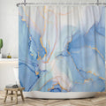 Jolof Store Marble Shower Curtain – Blue & Gold Waterproof Polyester