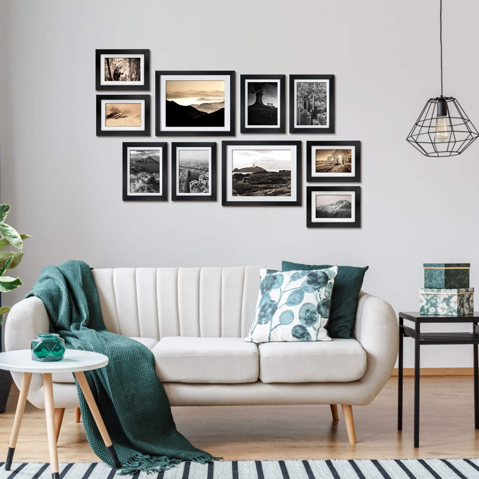 Giftgarden Black Gallery Wall Picture Frame Set | 10 Pack Matted Frames