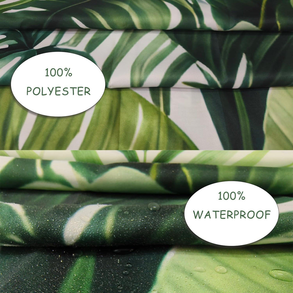 WYRCFS Shower Curtain 180x180cm Green Palm Leaves Mould Proof Waterproof - image 4