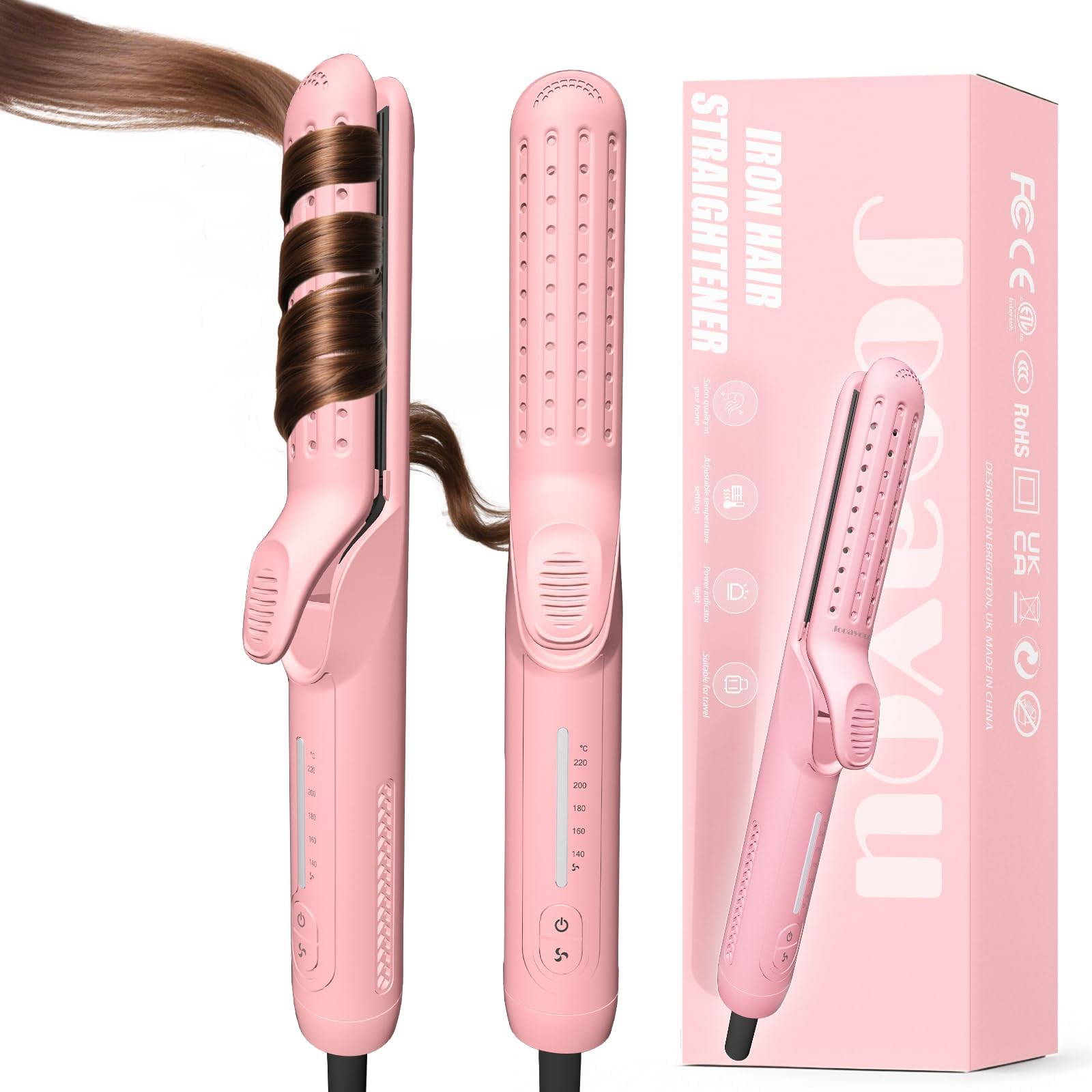 Jooayou 2-in-1 Cool Air Curling Iron & Hair Straightener – Ceramic Styler