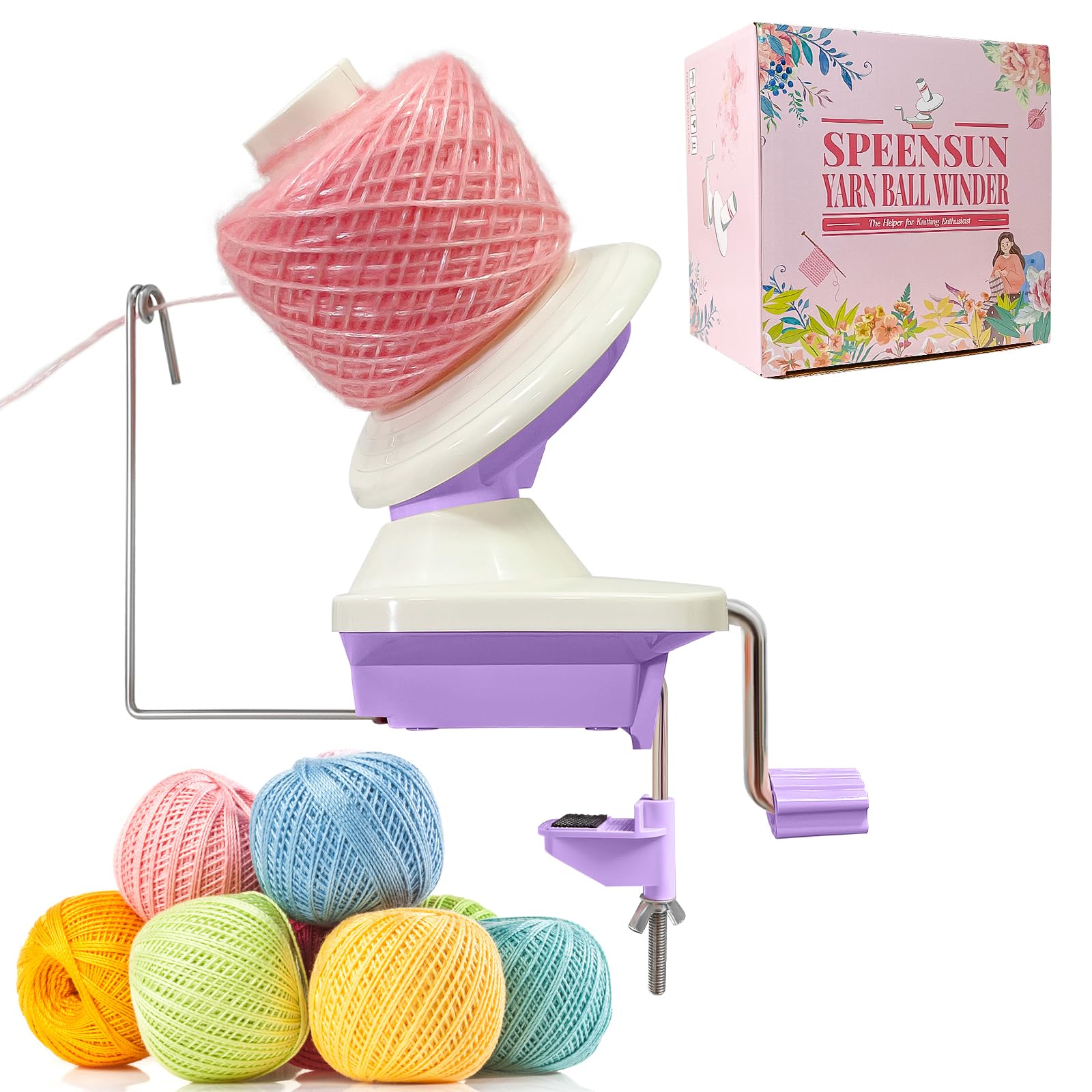 SPEENSUN Yarn Winder for Crocheting | 3.5oz Low Noise Yarn Ball Spinner