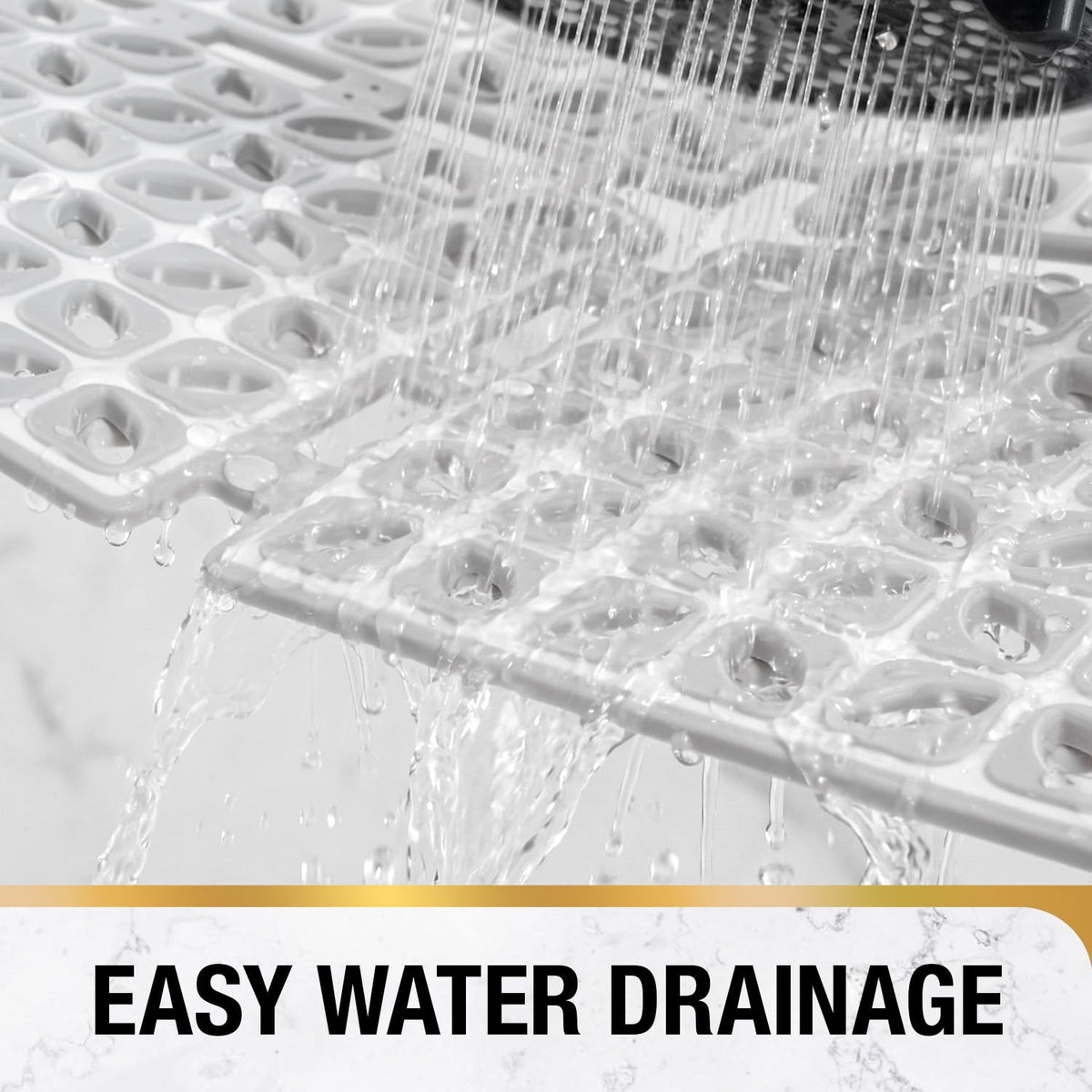 HITSLAM Square Shower Mat Non Slip Anti Mould, 60 x 60 cm Cut to Fit No Odor Soft TPE Bath Mat with Suction Cups and Drain Holes - image 5