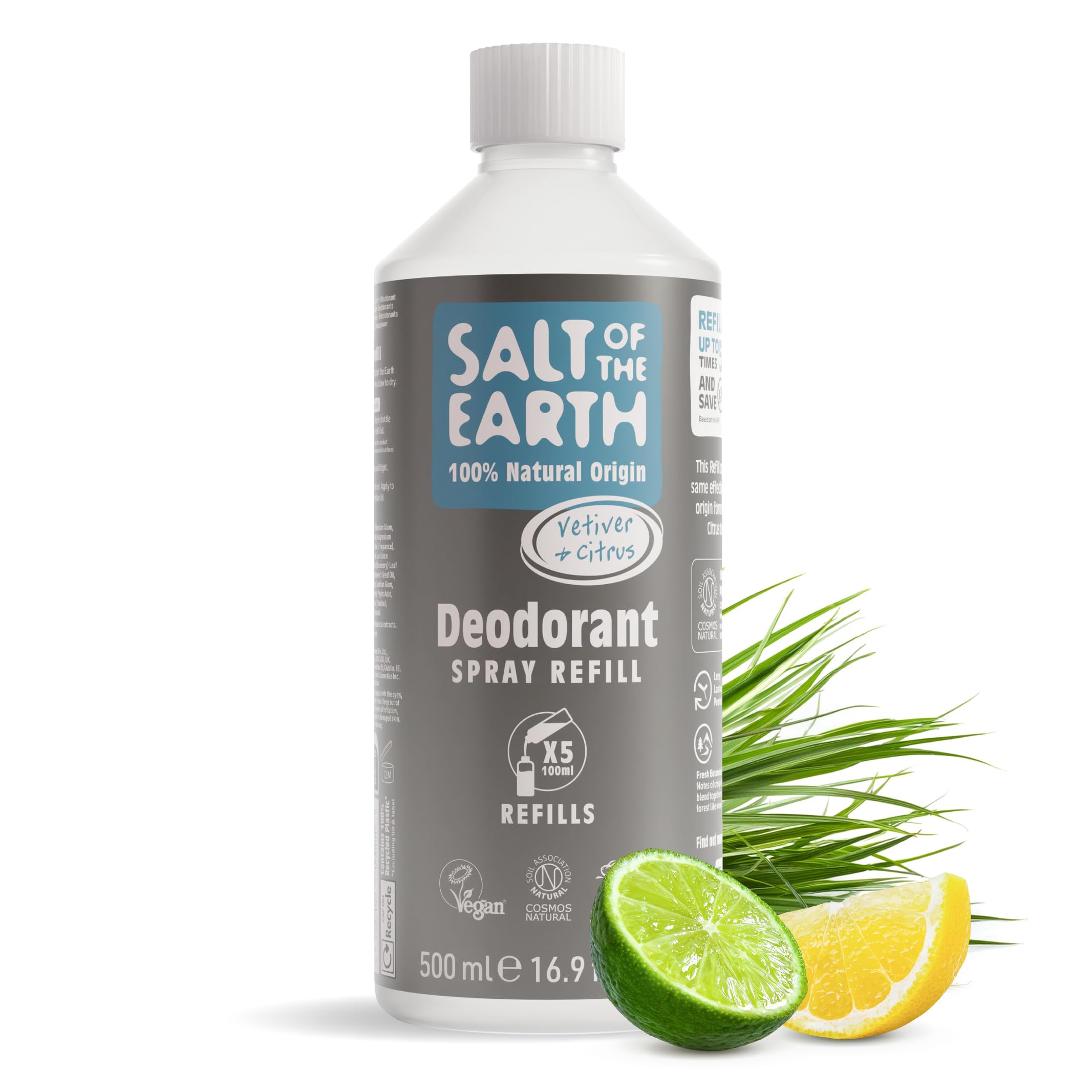 Salt of the Earth Natural Deodorant Spray Refill | Vetiver & Citrus 500ml