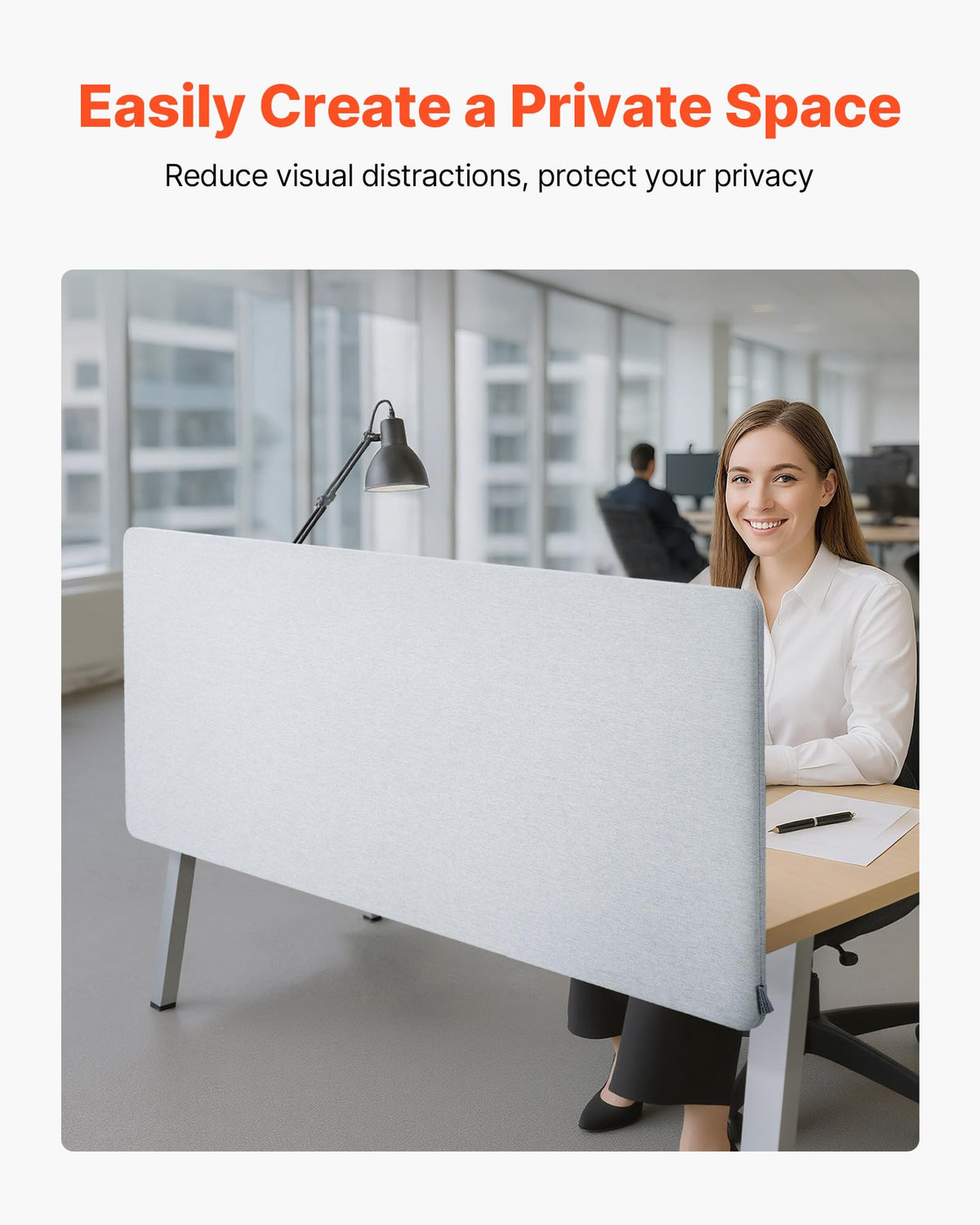 VEVOR Desk Divider Privacy Panel, 1524 x 610 mm Clamp-on Office Desk Partition, PET Cubicle Partition Panel - image 2