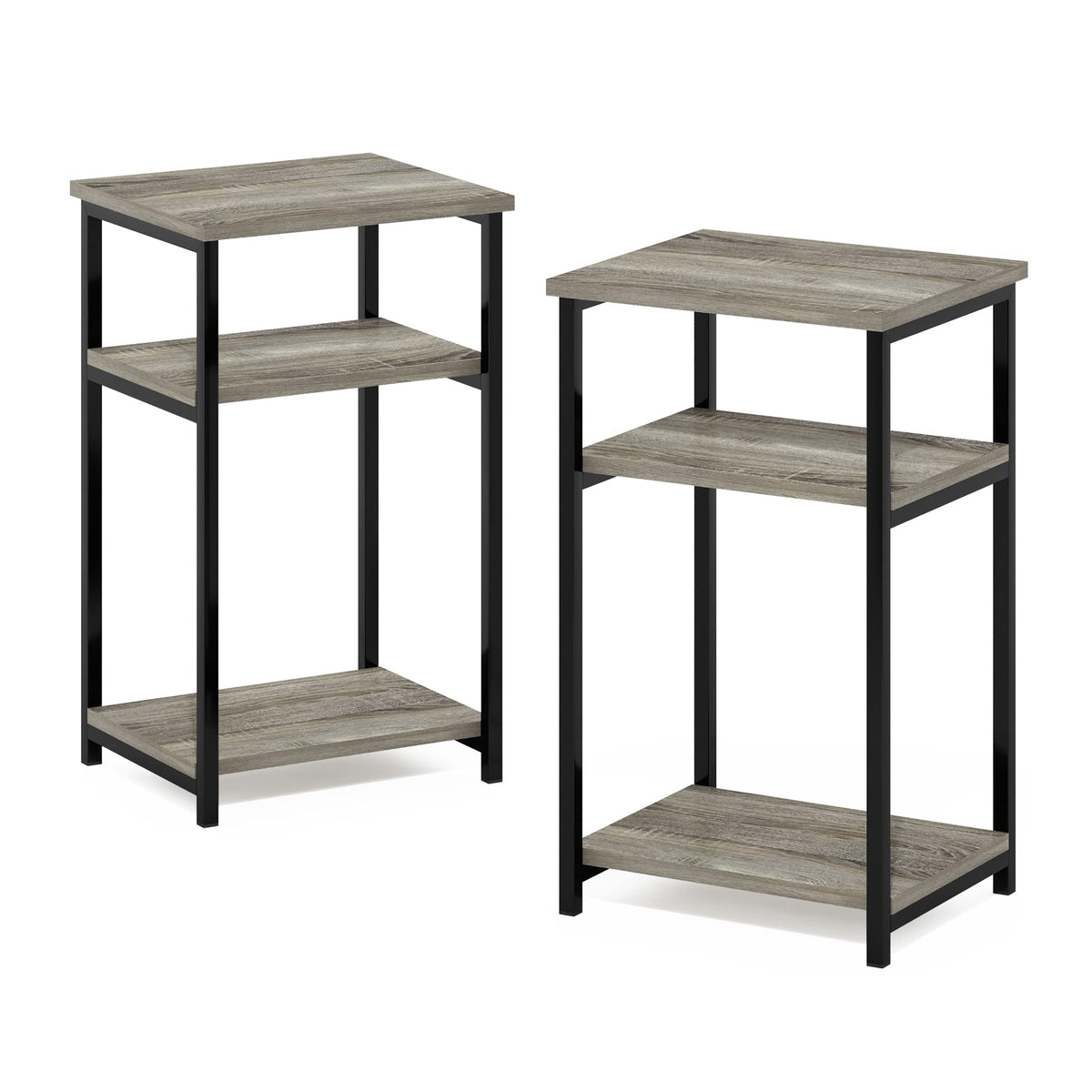 Furinno JUST Side Table Set of 2, 3-Tier Modern Metal Frame End Table with Open Shelf, Night Stand, Bedside Table, Easy Assembly,for Living Room - image 5