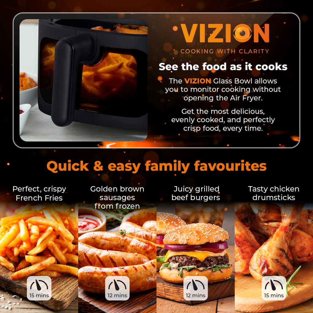 Tower T17123 Vortx Vizion 7.5L Air Fryer with Digital Display - Black