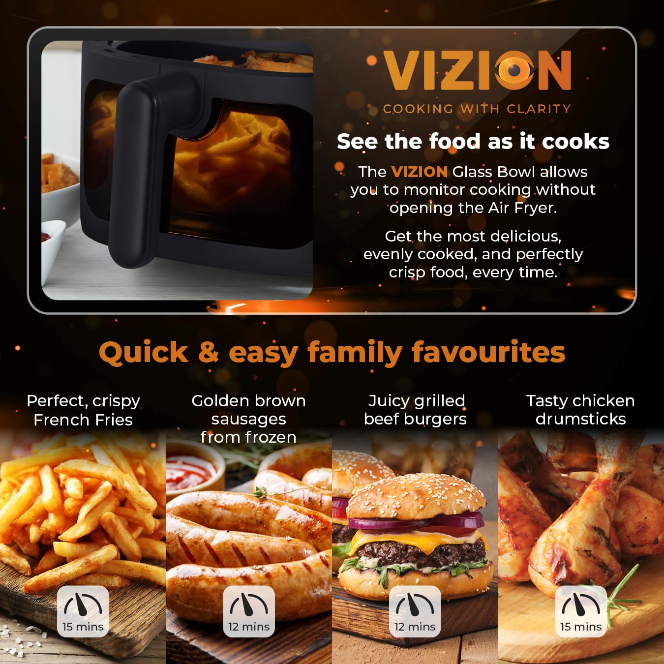 Tower T17123 Vortx Vizion 7.5L Air Fryer with Digital Display - Black