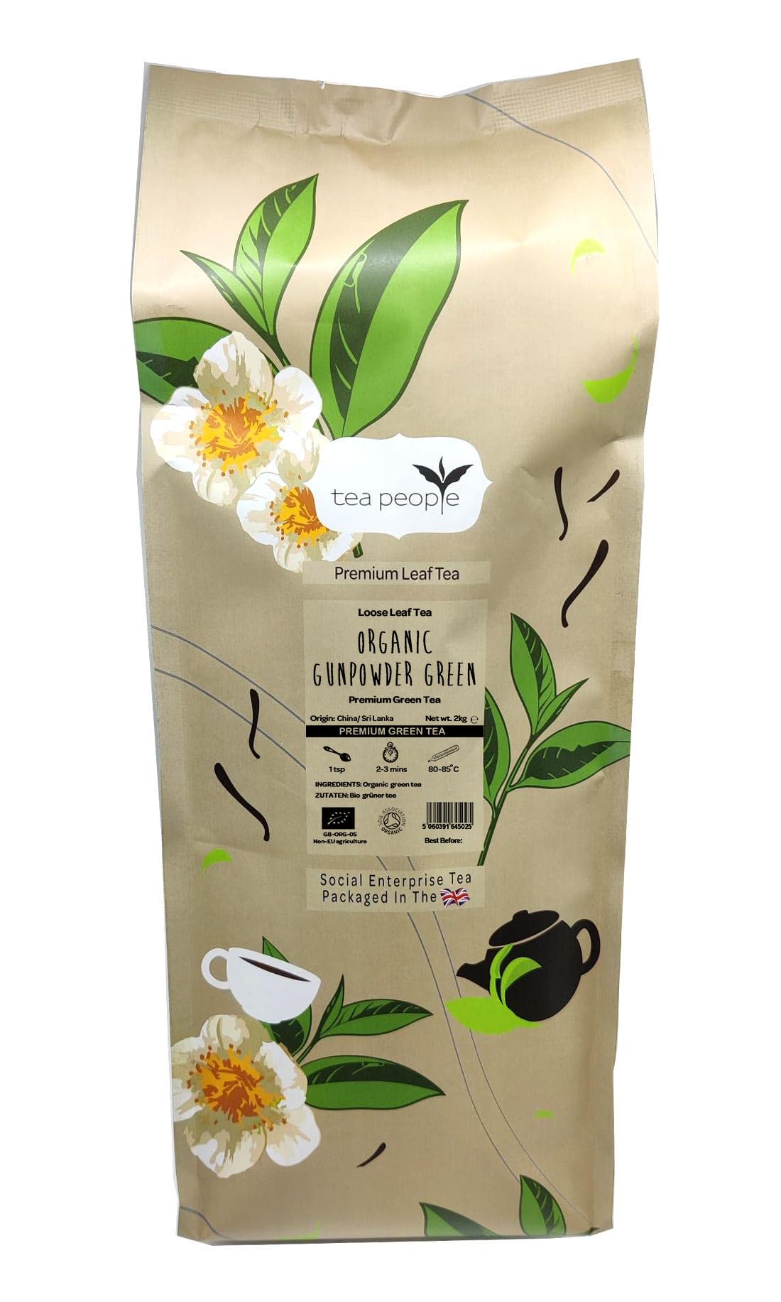 Tea People Organic Gunpowder Green Tea | Loose Leaf Bulk Pack – 2kg