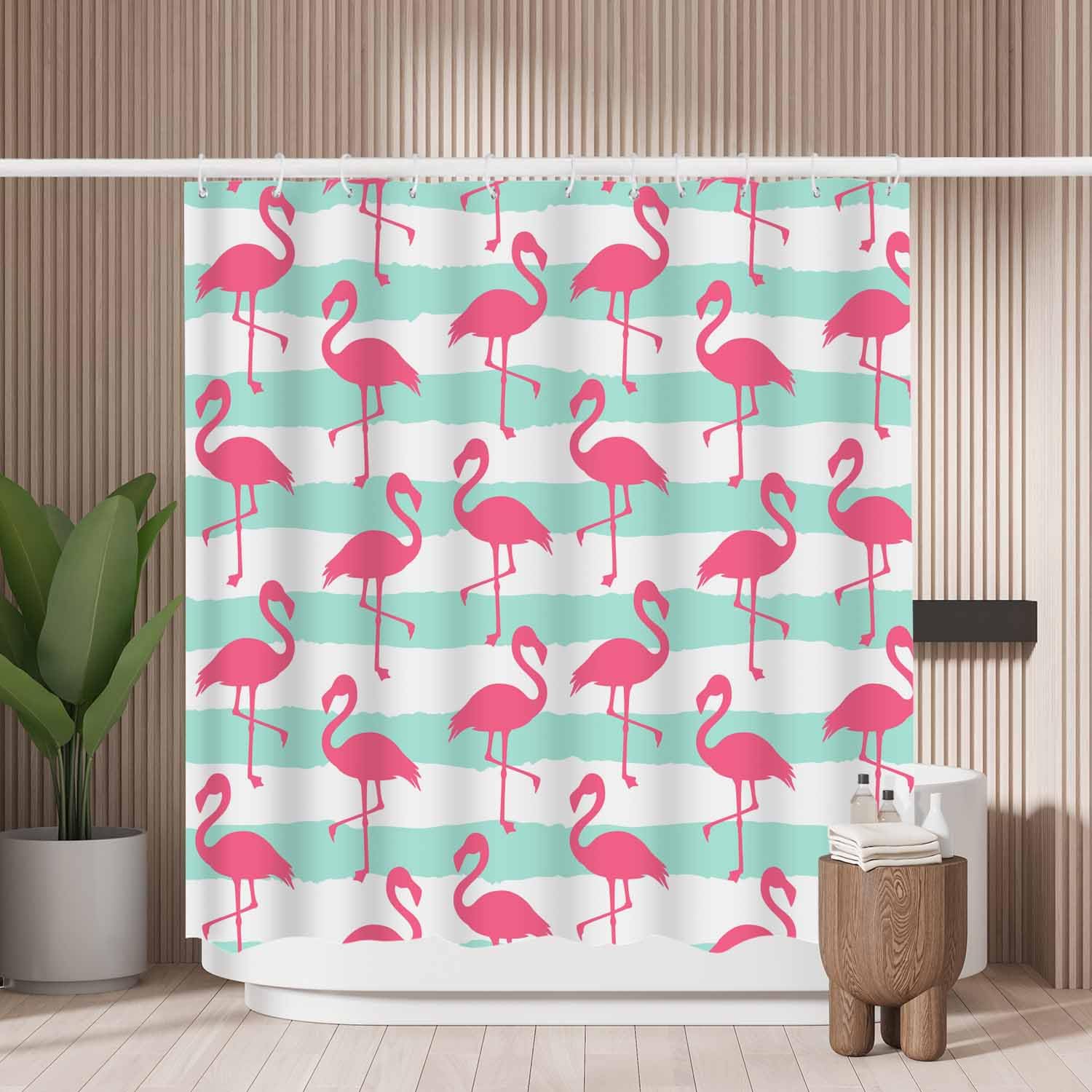 Pink Flamingo Shower Curtain – Mold Resistant Polyester 180x180cm