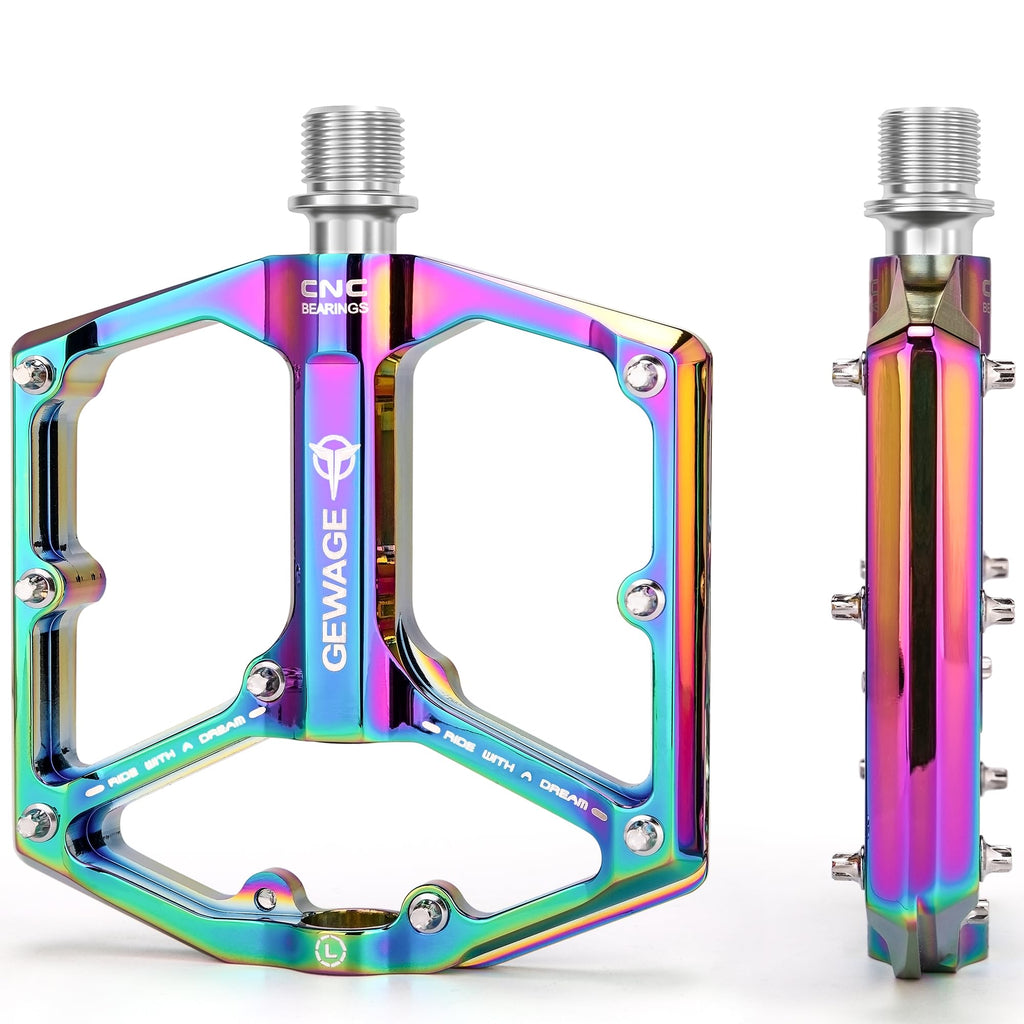 GEWAGE Flat Bike Pedals | CNC Aluminum 3 Sealed Bearings - Colourful