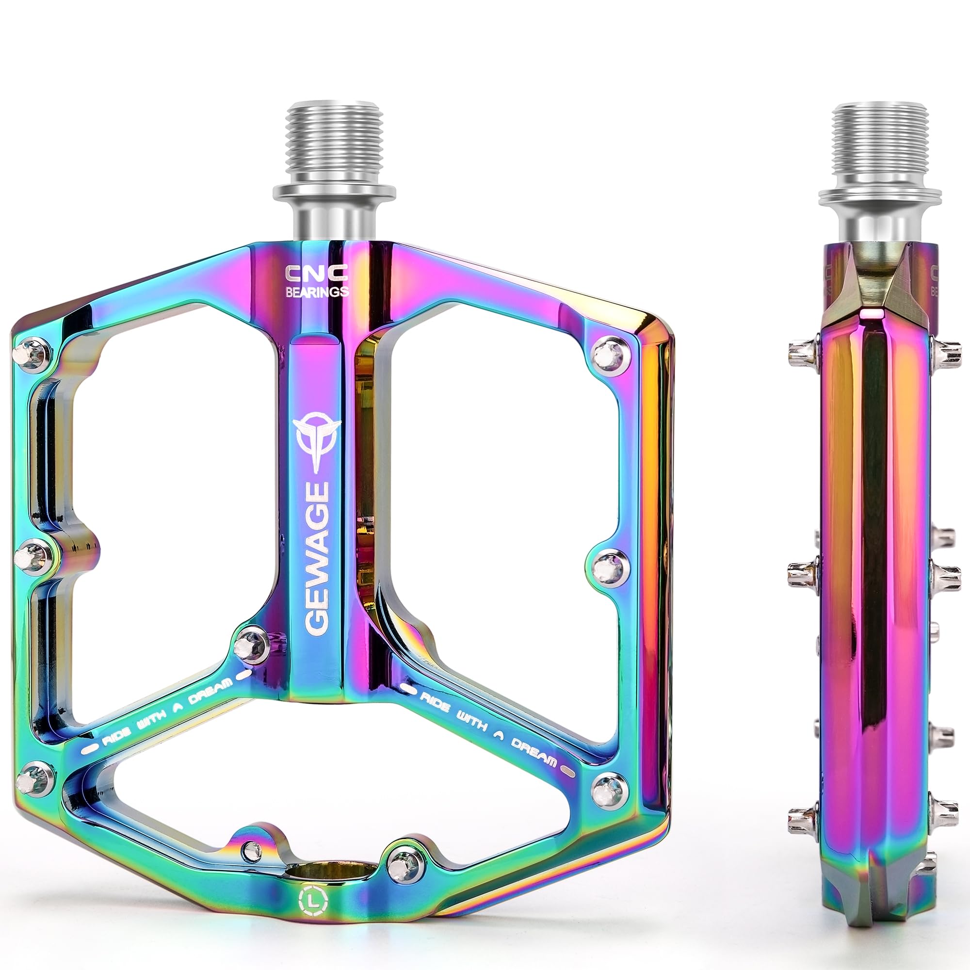 GEWAGE Flat Bike Pedals | CNC Aluminum 3 Sealed Bearings - Colourful