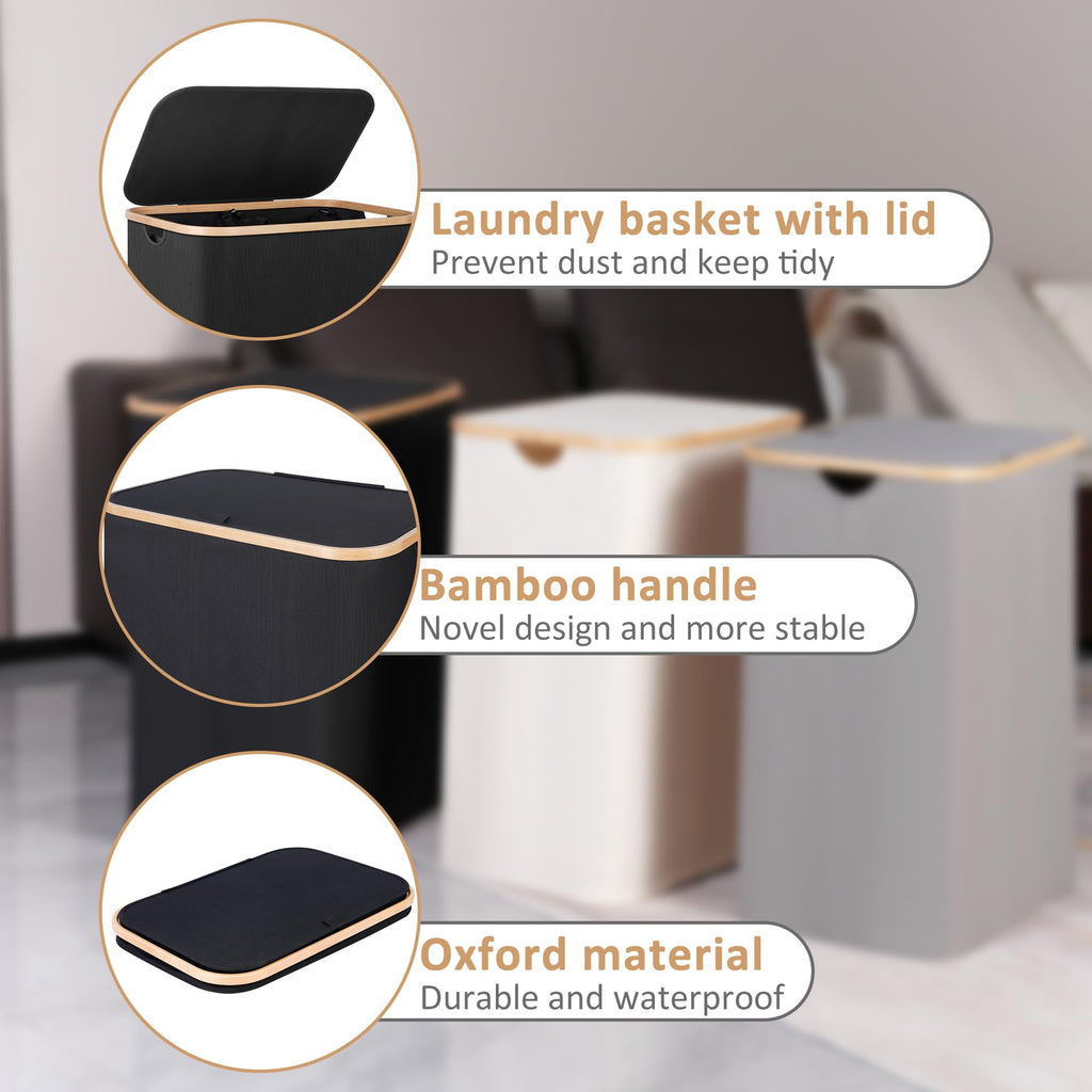 iEGrow 150L Double Laundry Basket with Lid – Foldable 2 Compartment Hamper