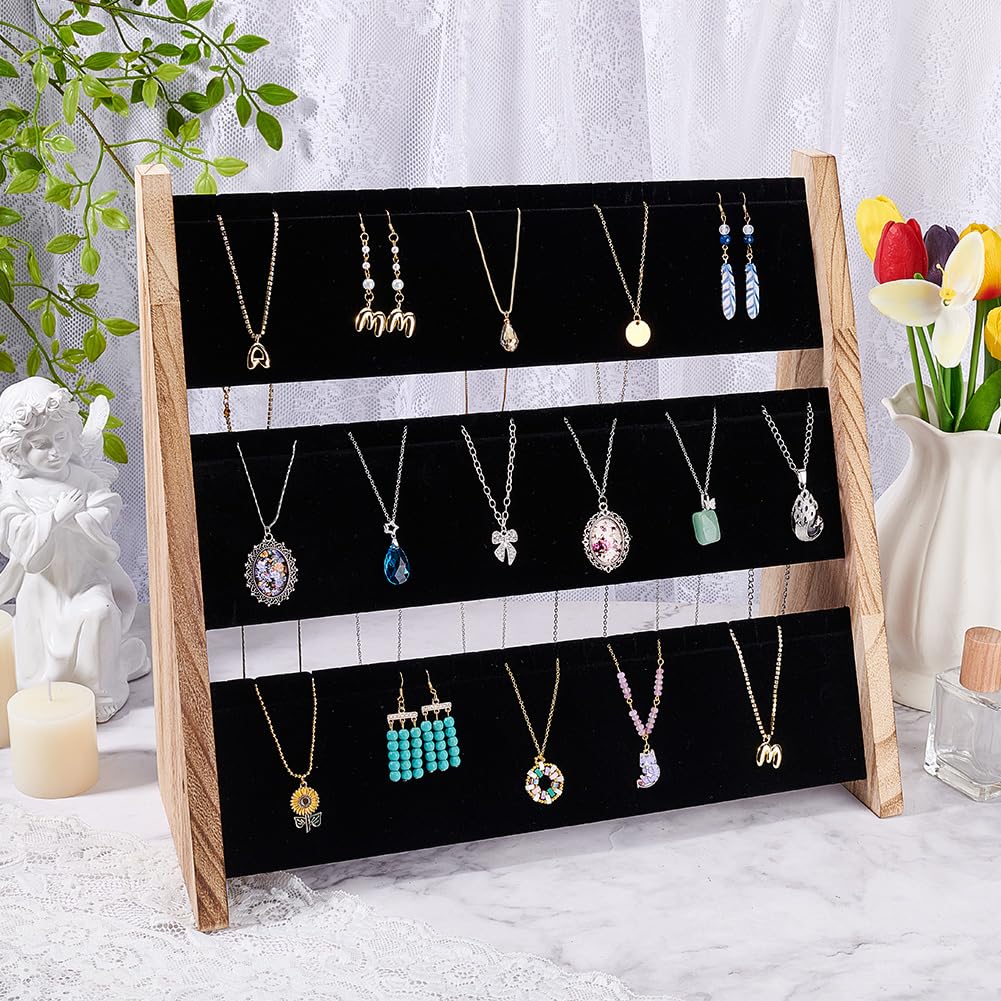 PH PandaHall 3-Tier Necklace Jewellery Display Holder, Wood Pendant Holder - image 5