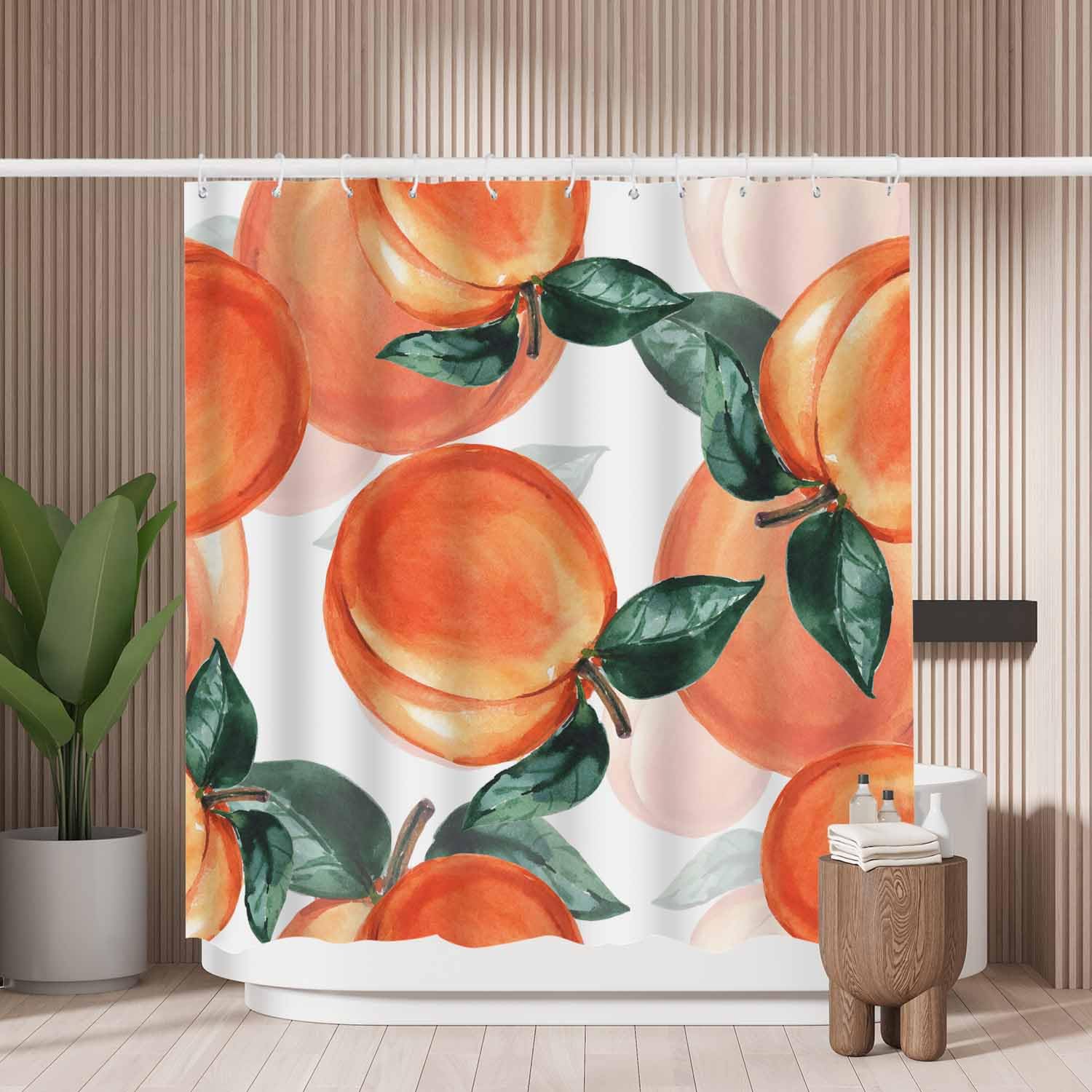 Peach Watercolor Shower Curtain | Mold Resistant Polyester