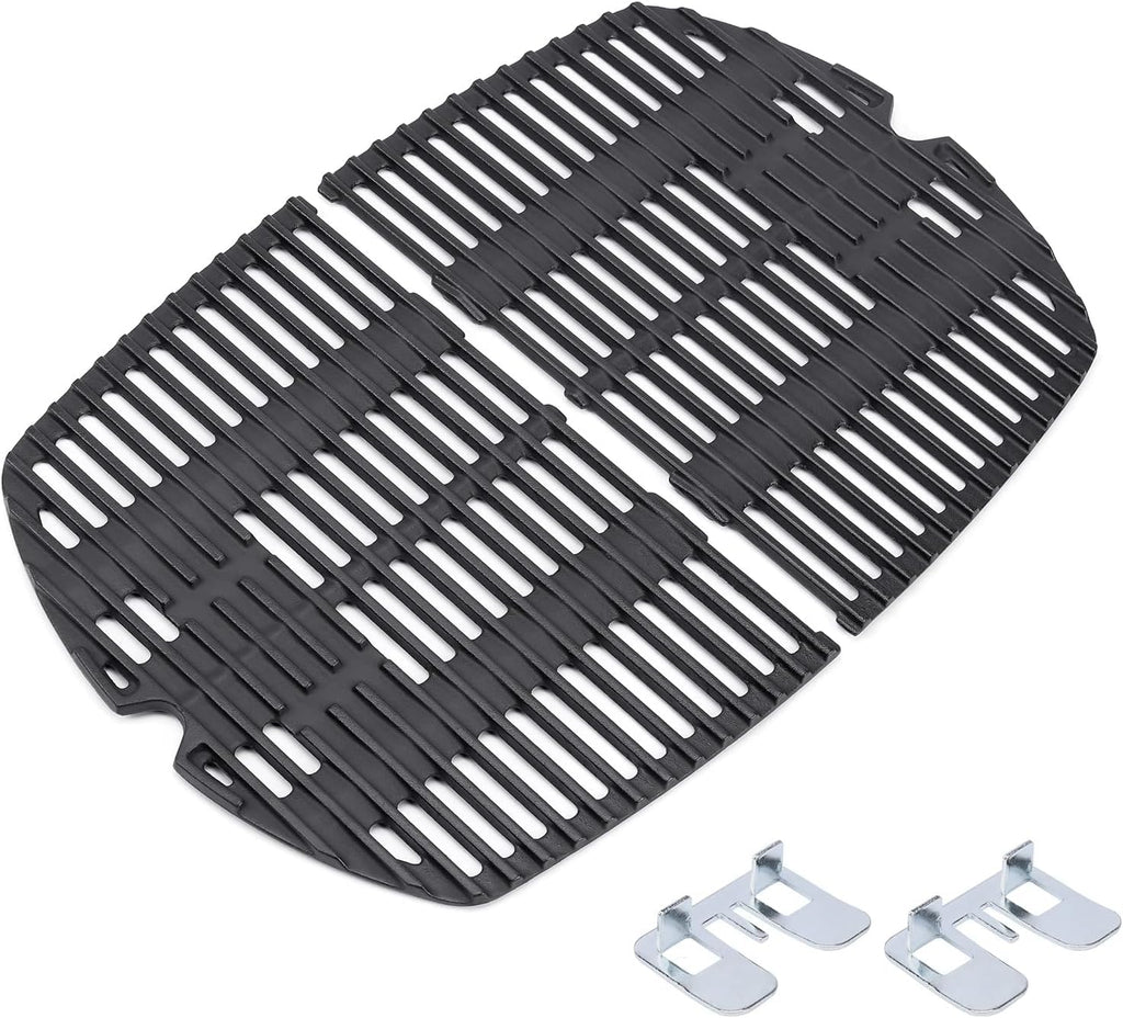 Denmay Cast Iron Cooking Grates for Weber Q200 Q220 Q2000 Q2200 – 2 Pack