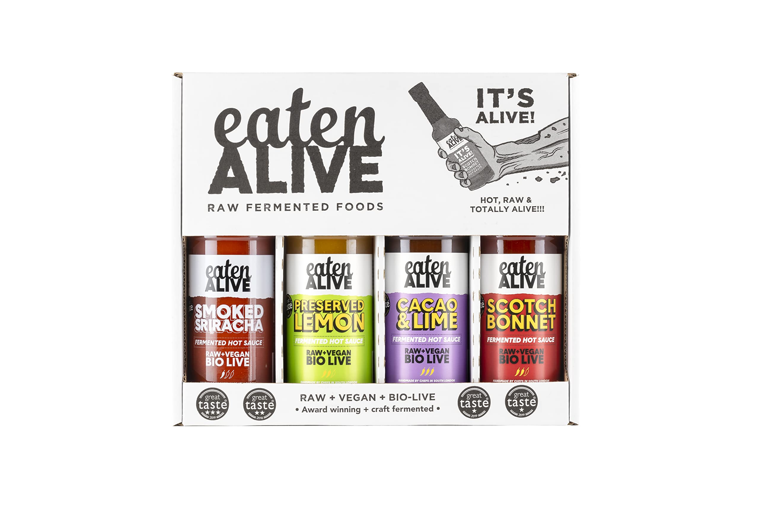 Eaten Alive Fermented Hot Sauce Discovery Box - 4 x 150ml Gift Set