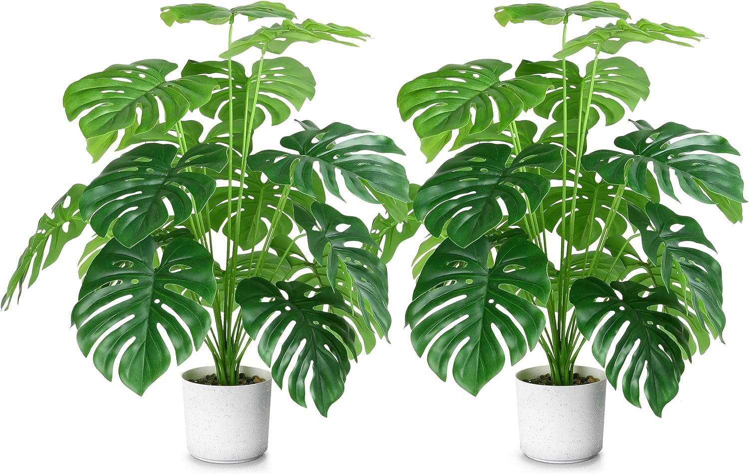 28" Artificial Monstera Palm Tree - 2 Pack Faux Silk Plants