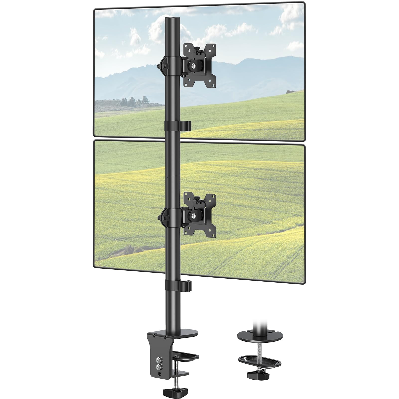 ELIVED Vertical Dual Monitor Arm – 80cm Tall Pole Mount for 13-32" Screens
