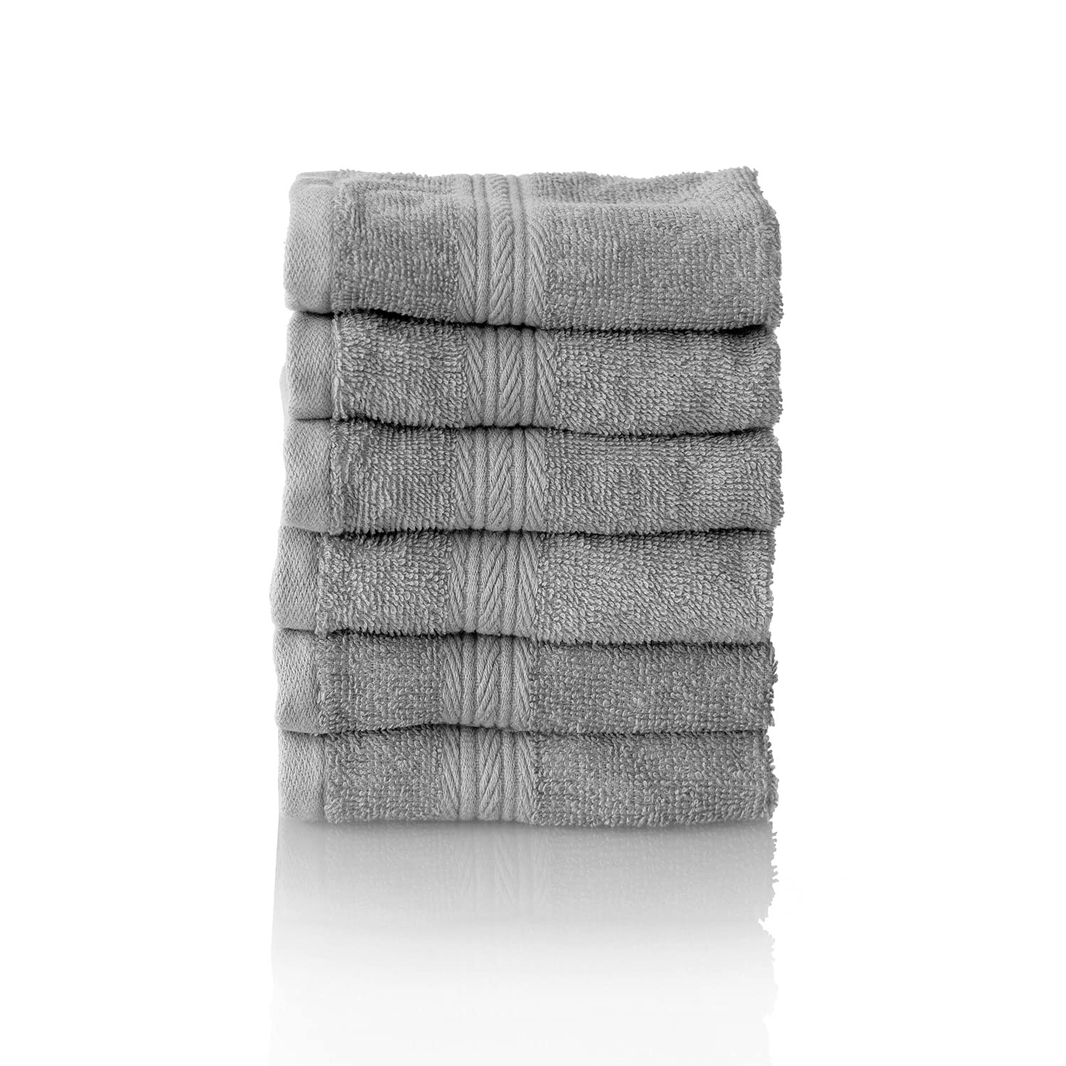 Glart Premium Cotton Terry Flannels – 6-Piece Set, Platinum Grey