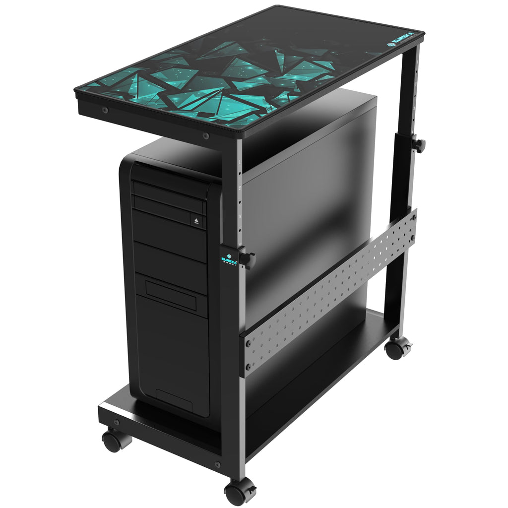 EUREKA ERGONOMIC PC Stand, Adjustable Computer Tower Stand & CPU Holder Cart on Lockable Wheels, PC Trolley for Gaming Desk Accessories, Printer - image 1